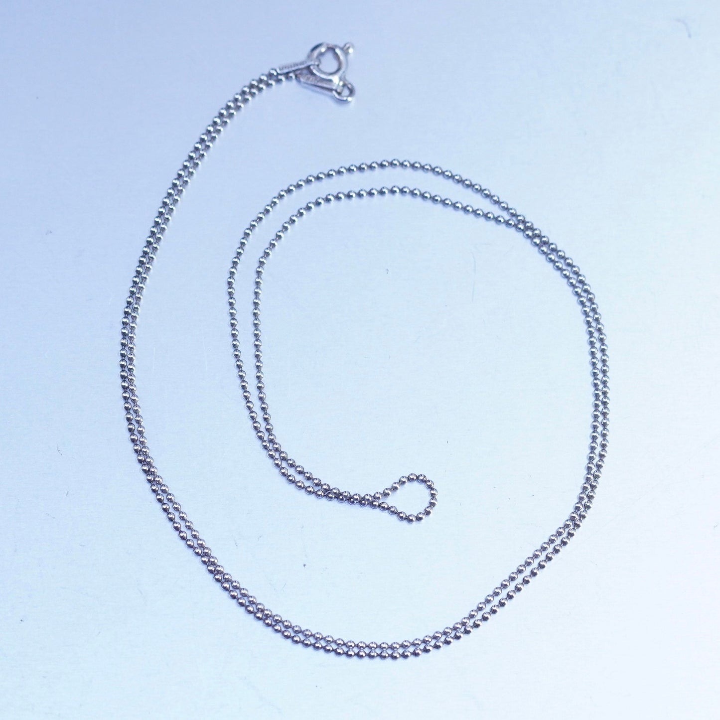 20” 1mm, vintage Italy Danecraft Sterling 925 silver bead chain necklace