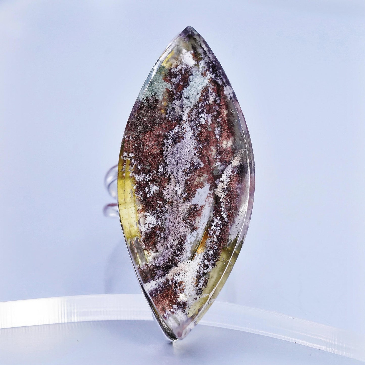Size 9, Vintage southwestern Sterling 925 silver handmade ring marquise resin