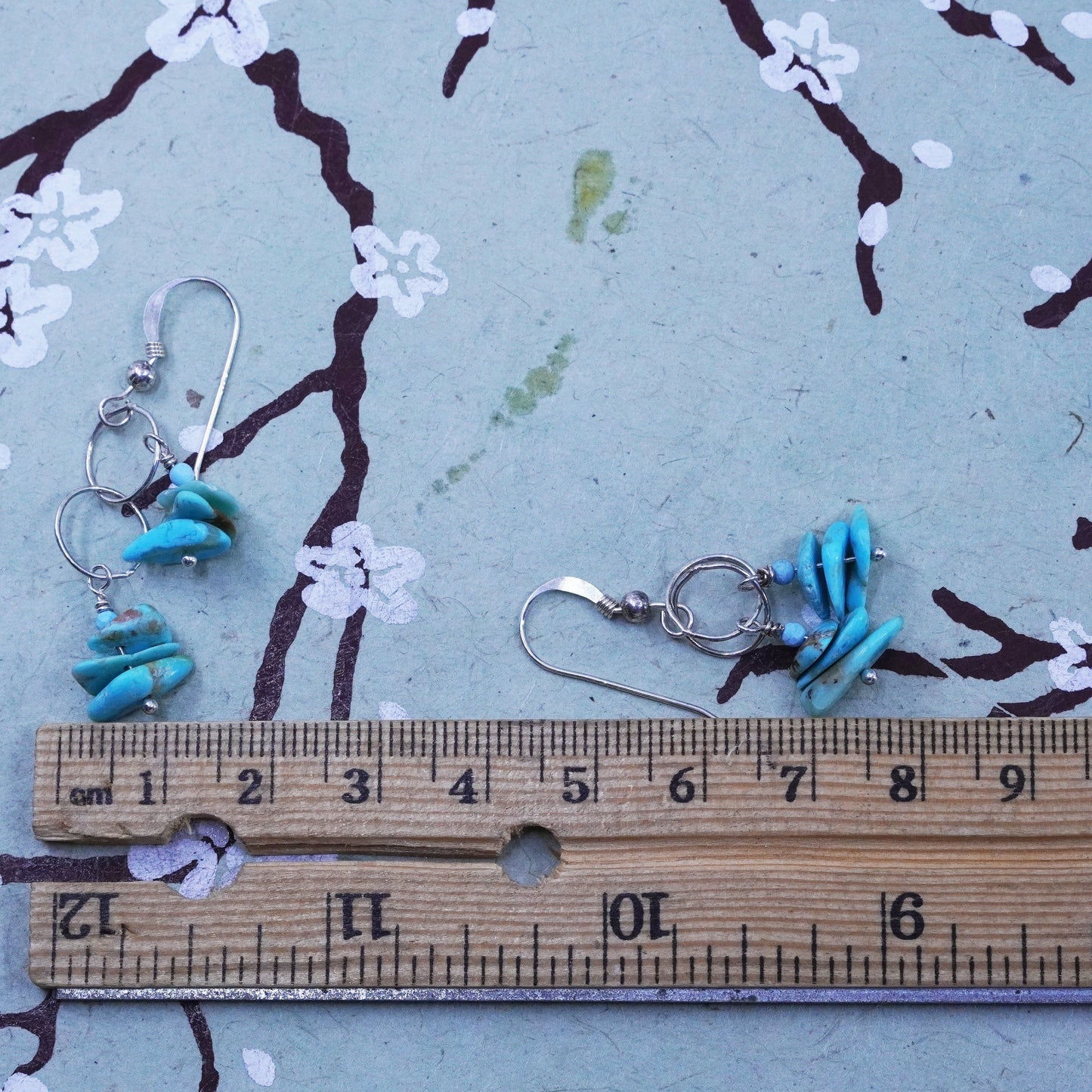 Vintage Sterling silver 925 handmade earrings with turquoise beads