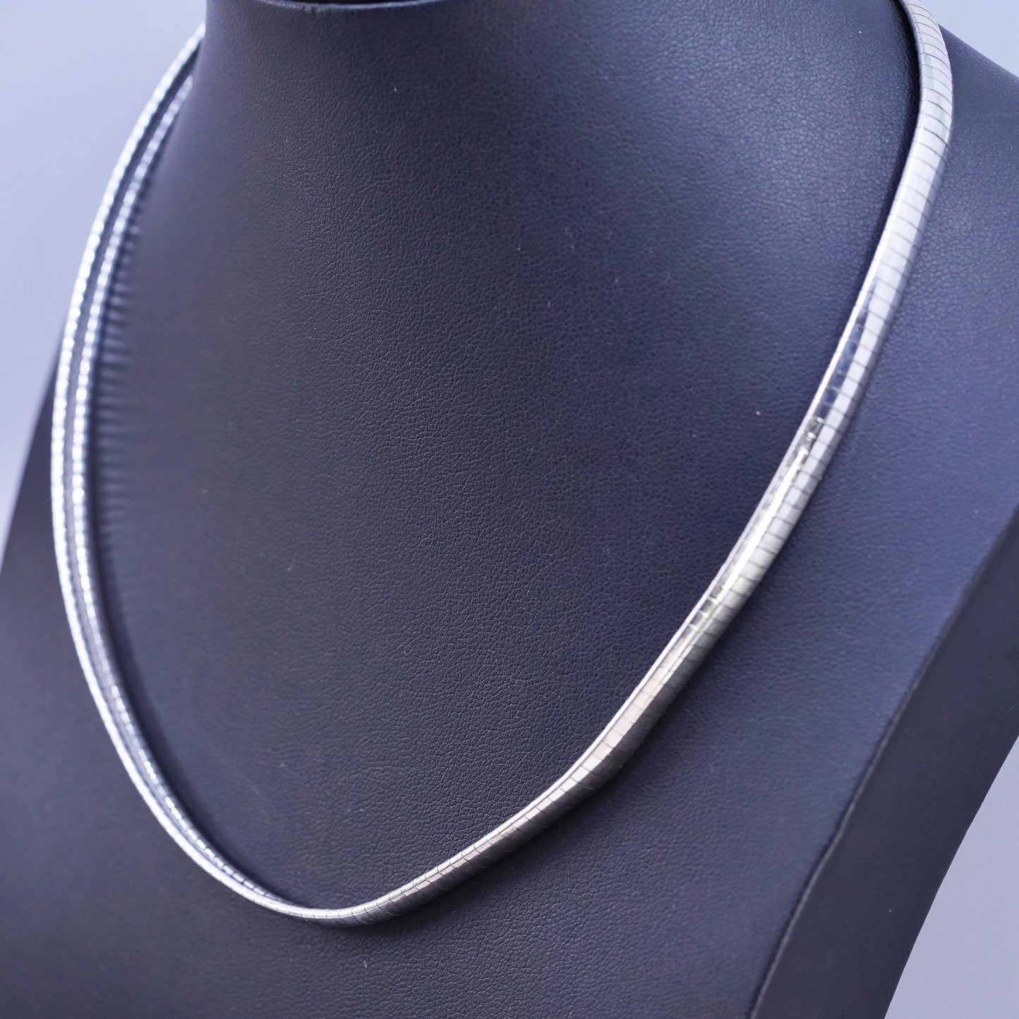 18", vintage Italian Sterling silver necklace, solid 925 silver omega chain