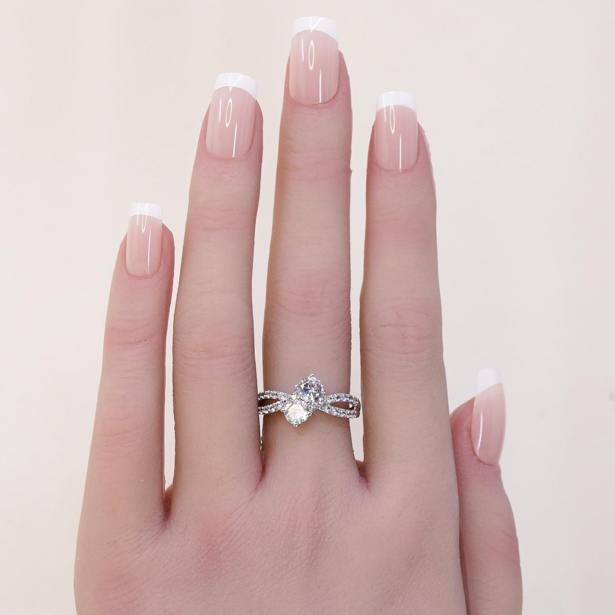 Size 7, Sterling 925 silver engagement ring with cluster CZ and cluster cz