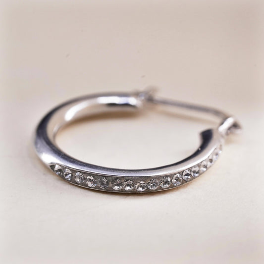 0.75", Vintage sterling silver loop single earring, fashion primitive hoop cz
