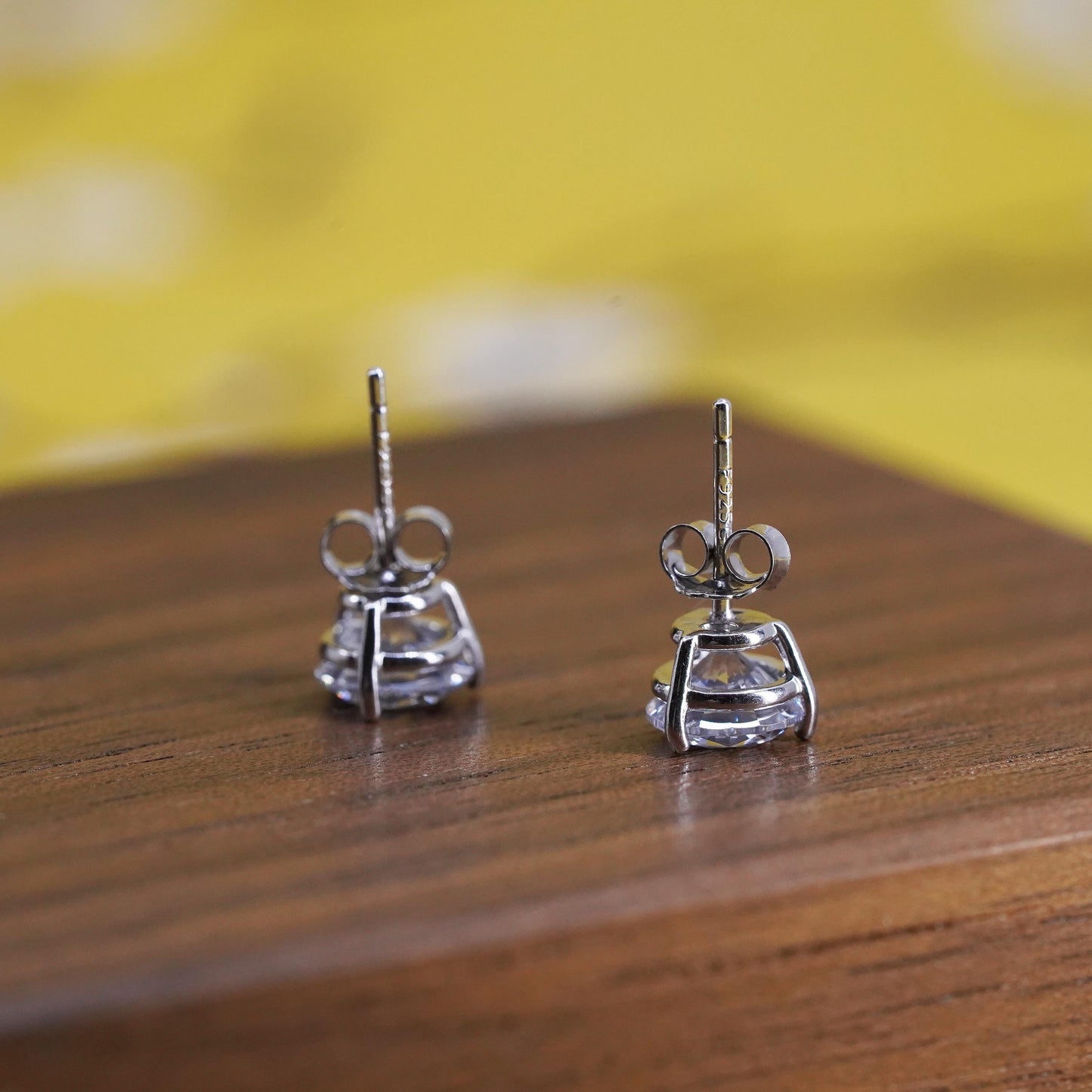 5mm, Sterling silver clear round crystal studs, cz earrings