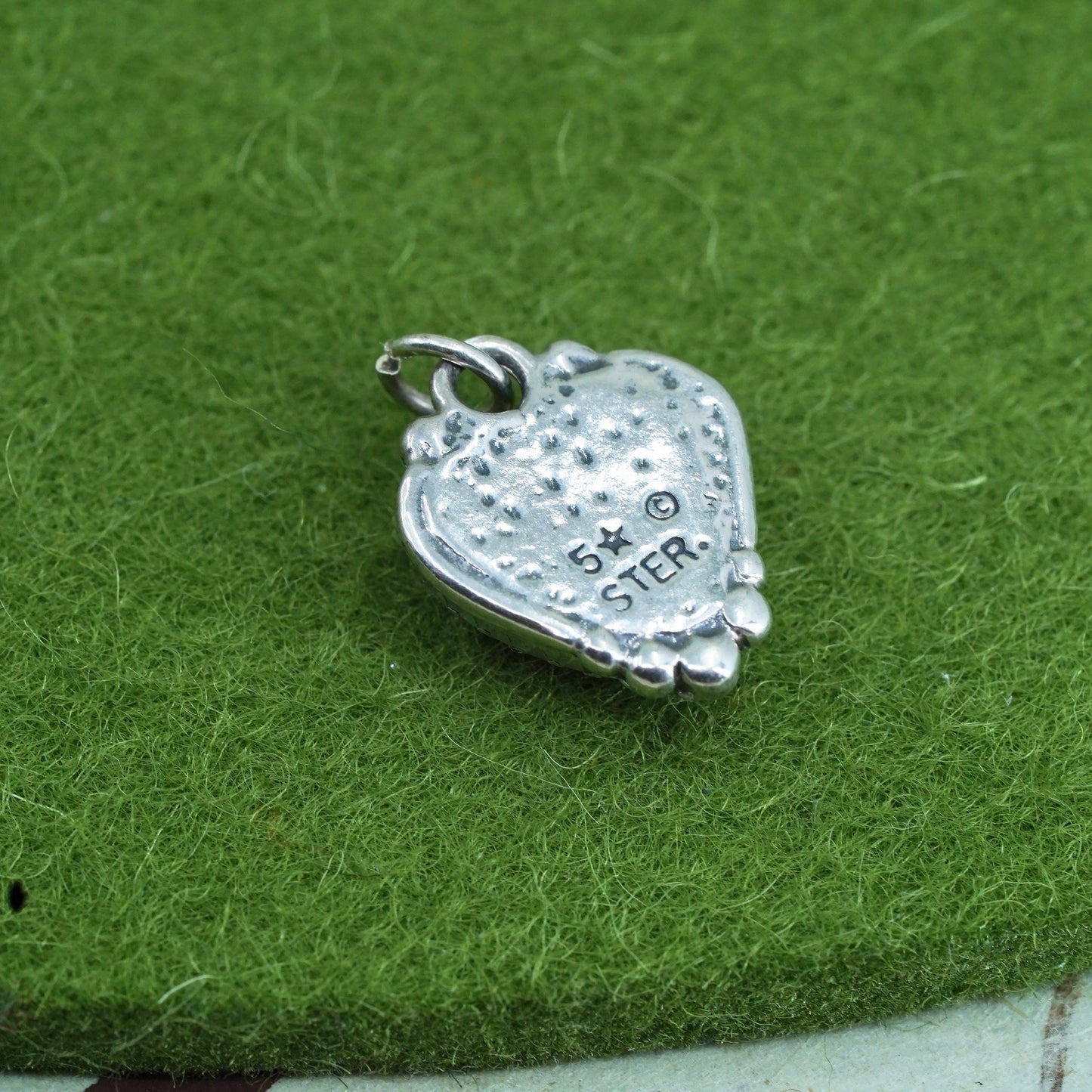 Vintage sterling silver handmade pendant, Mexico 925 heart with opal