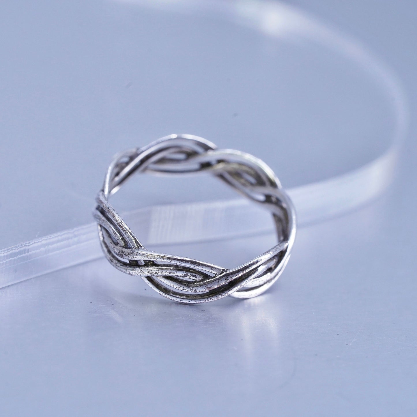 Size 9, vintage modern Sterling 925 silver handmade ring, wavy band