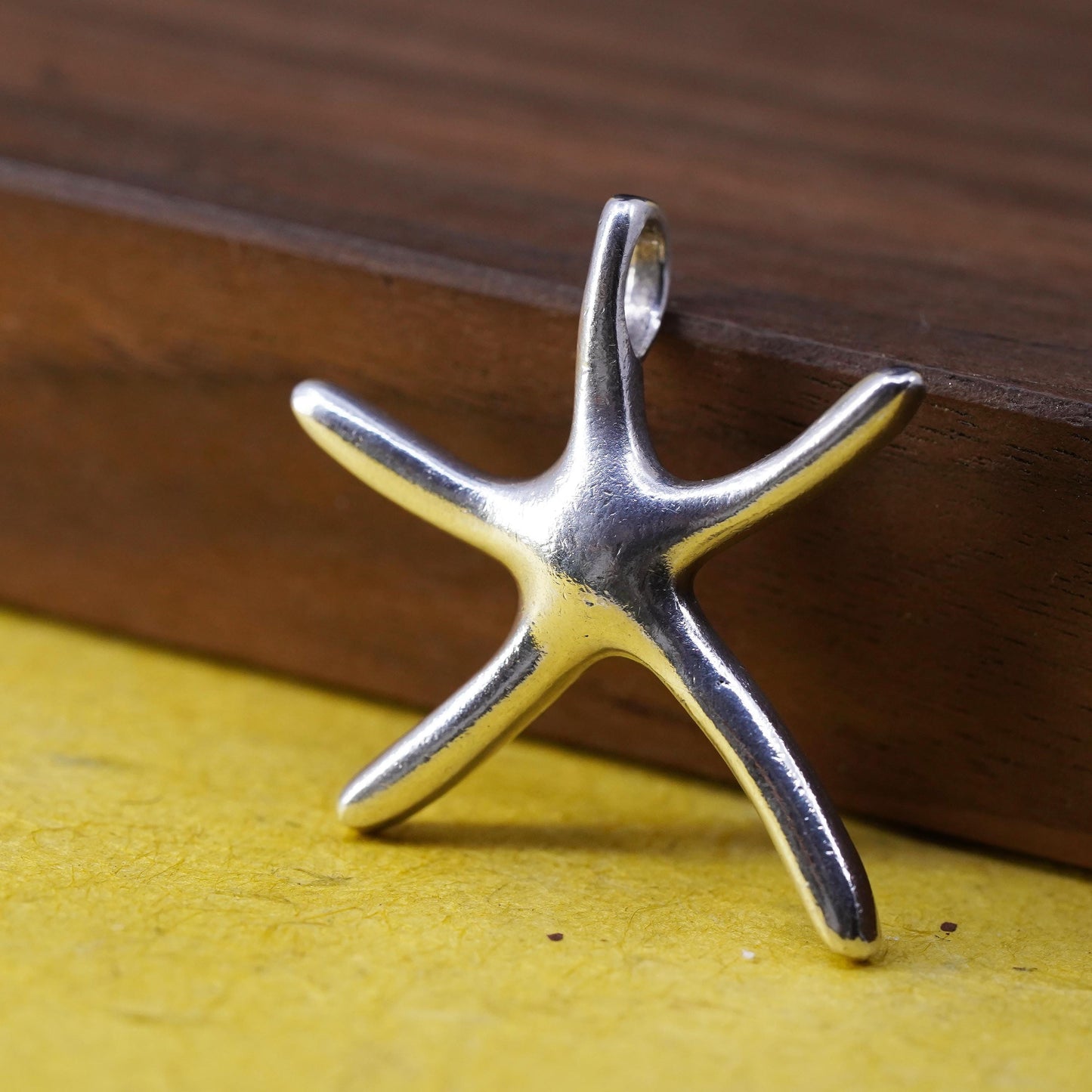 Vintage sterling silver handmade pendant, 925 star, starfish, unique