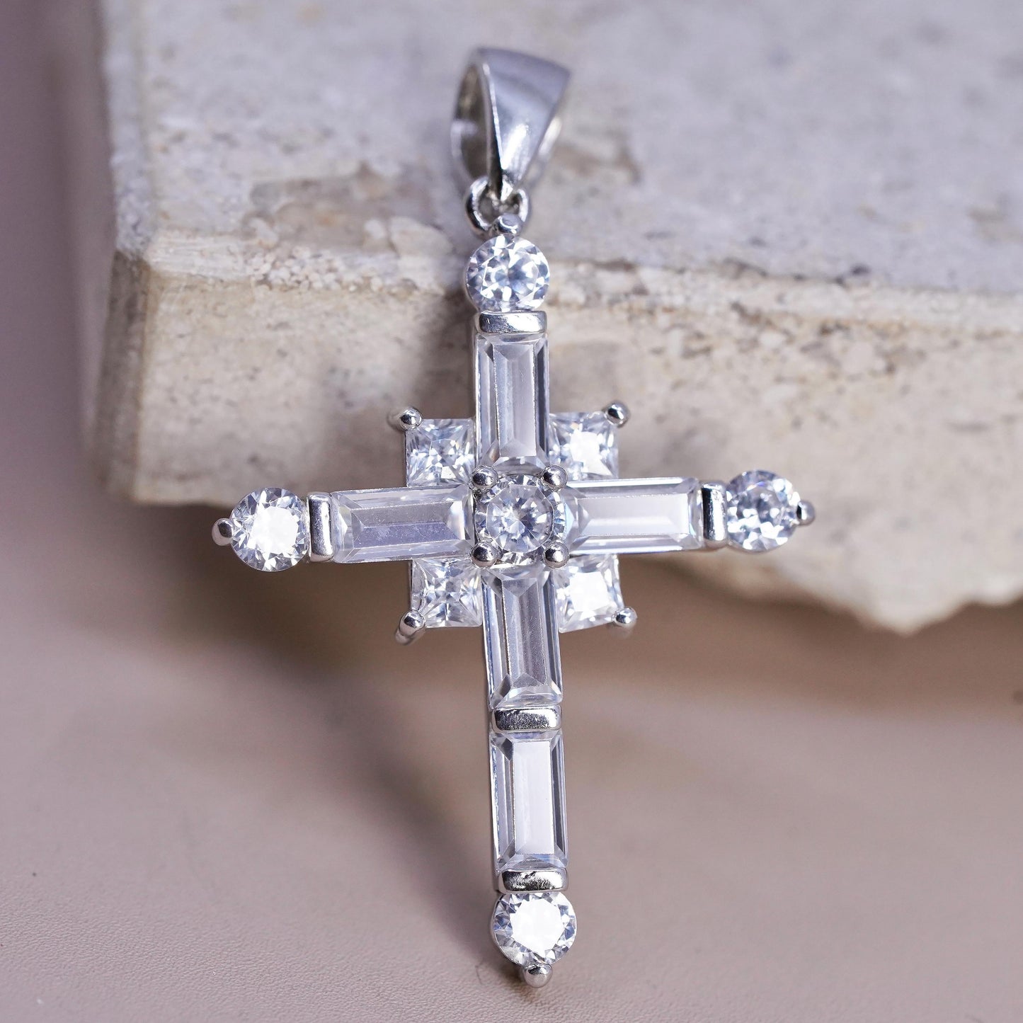 Vintage Sterling silver handmade pendant, 925 cluster cross