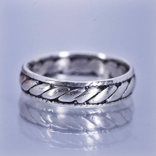 Size 5, vintage southwestern Sterling 925 silver statement ring, band w/ cable