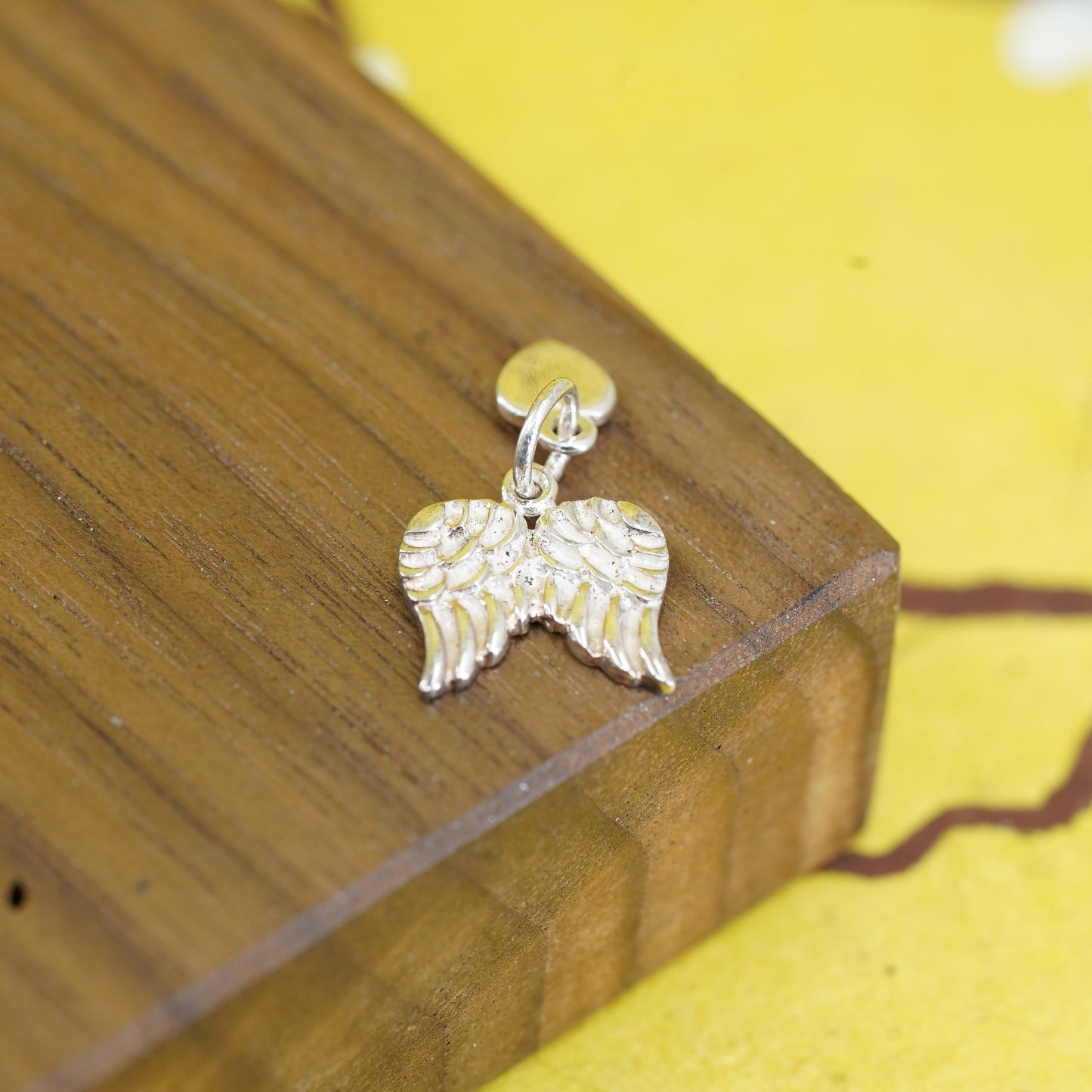 Vintage Sterling silver handmade charm, 925 wings pendant