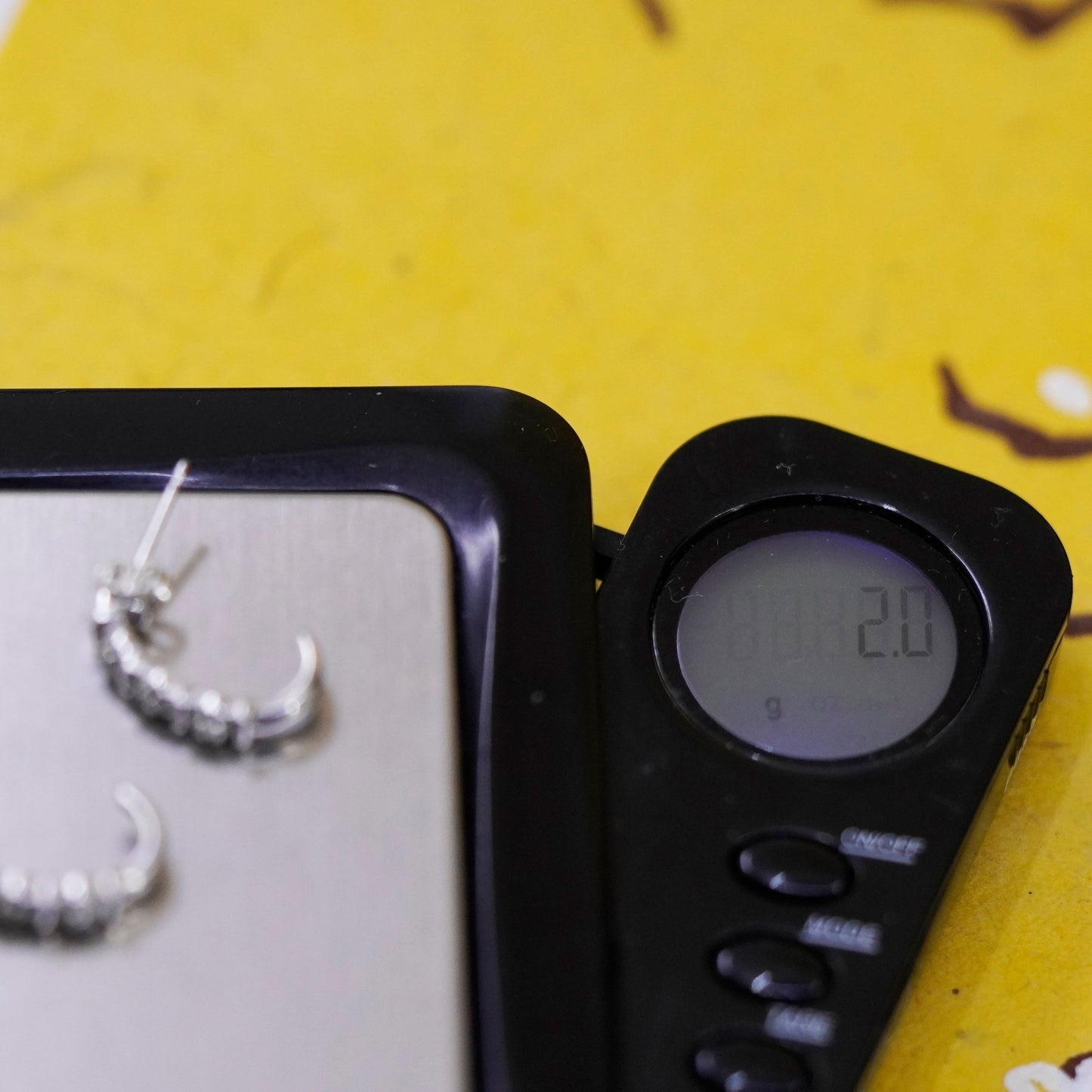 0.5”, Vintage Sterling 925 silver huggie studs earrings with diamond