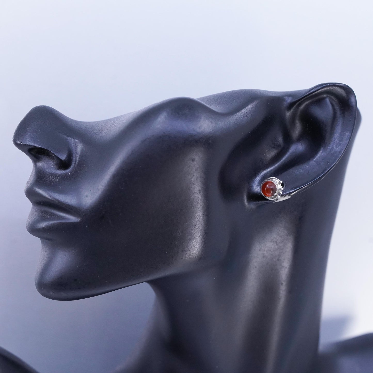 Vintage Sterling 925 silver handmade earrings, amber studs
