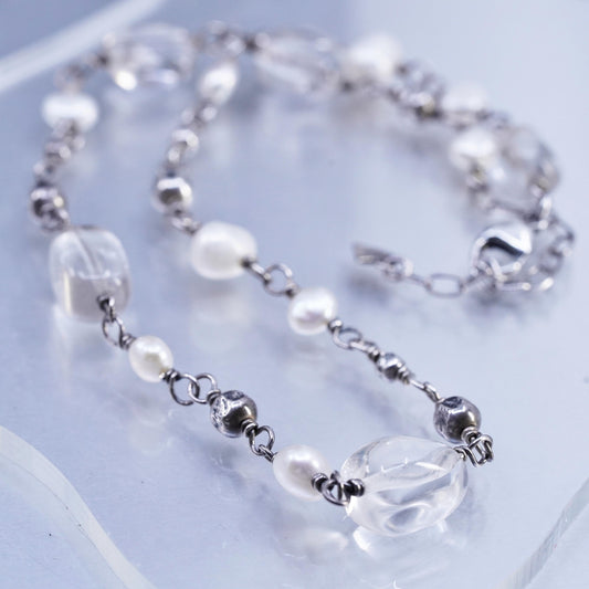 16+2", Silpada Sterling Silver Freshwater Pearl Crystal Necklace N1602 TS6330