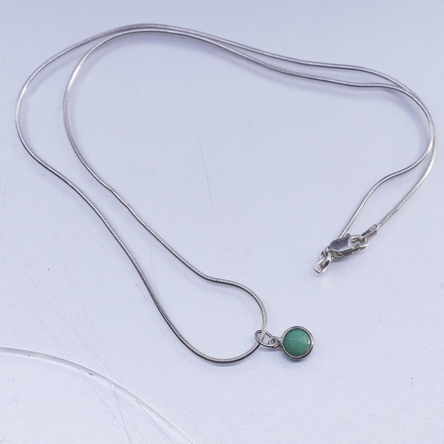 18", vintage Sterling 925 silver handmade snake necklace with turquoise pendant