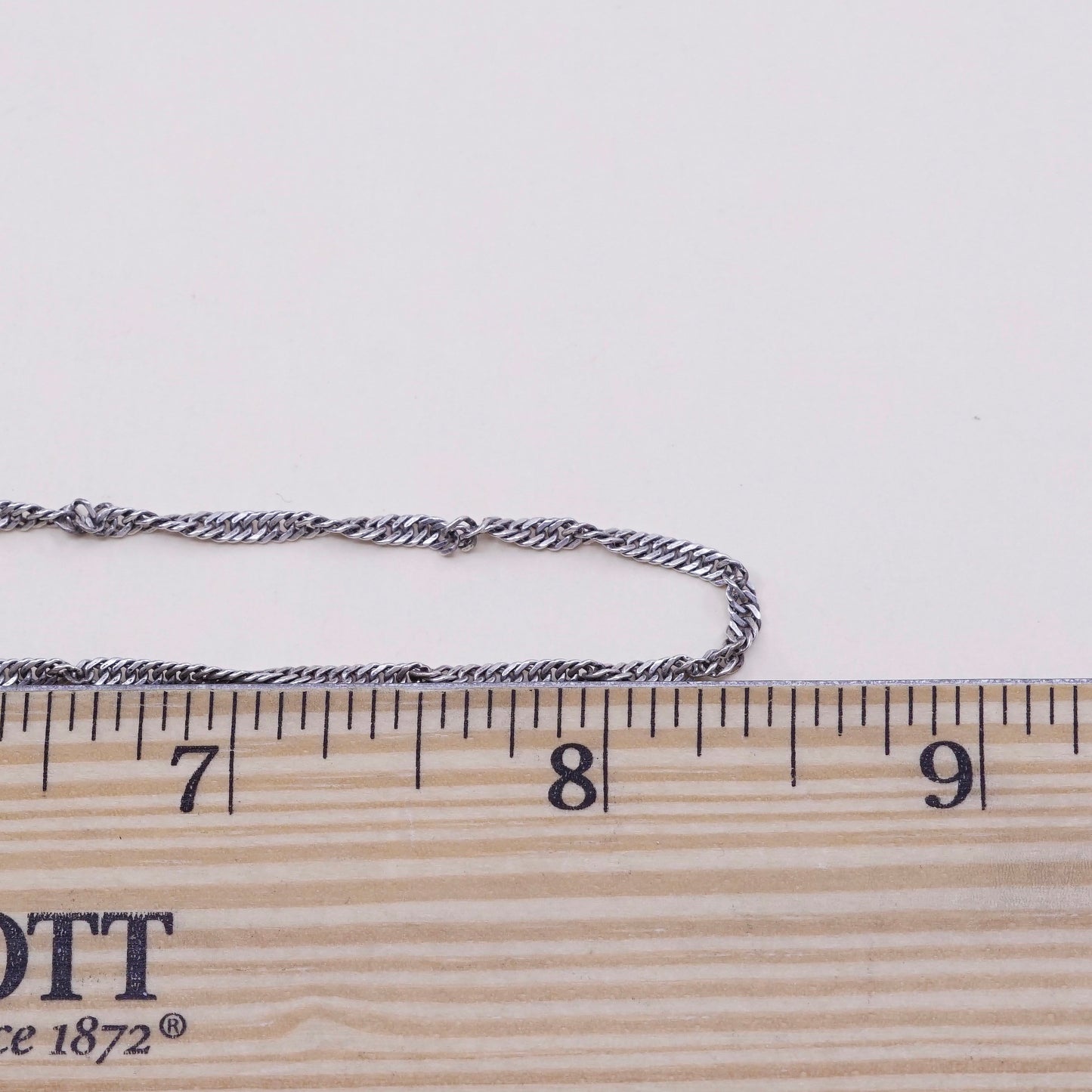 18”, 2mm, Vintage sterling silver Italy 925 silver twisted curb chain, necklace