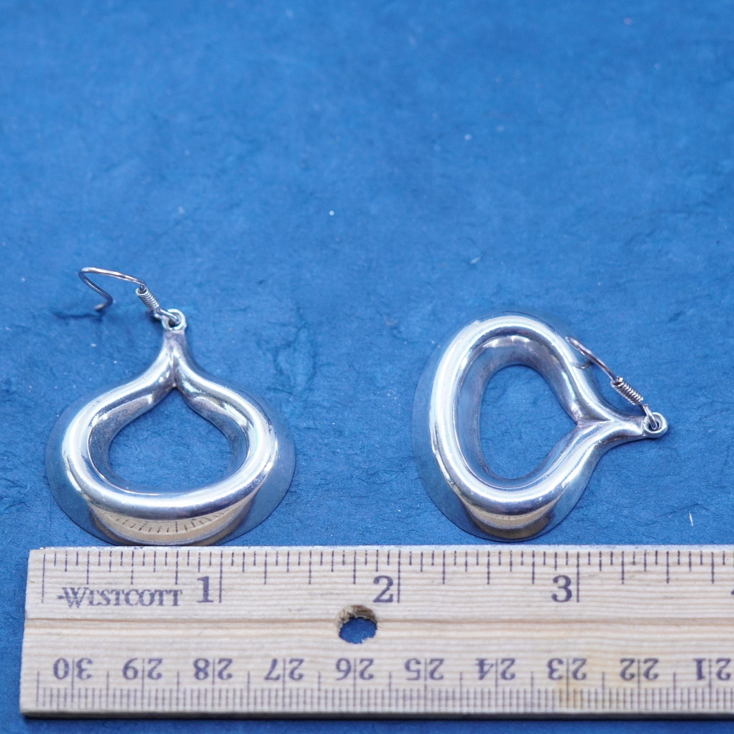 vintage Mexico Sterling silver handmade earrings, 925 teardrop