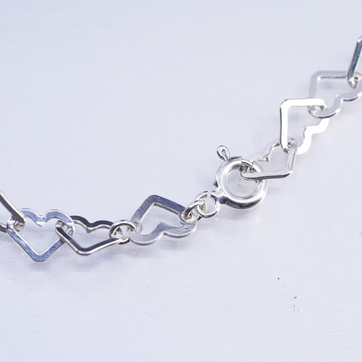 16" 6mm, vintage Milor Italian Sterling 925 silver heart chain necklace