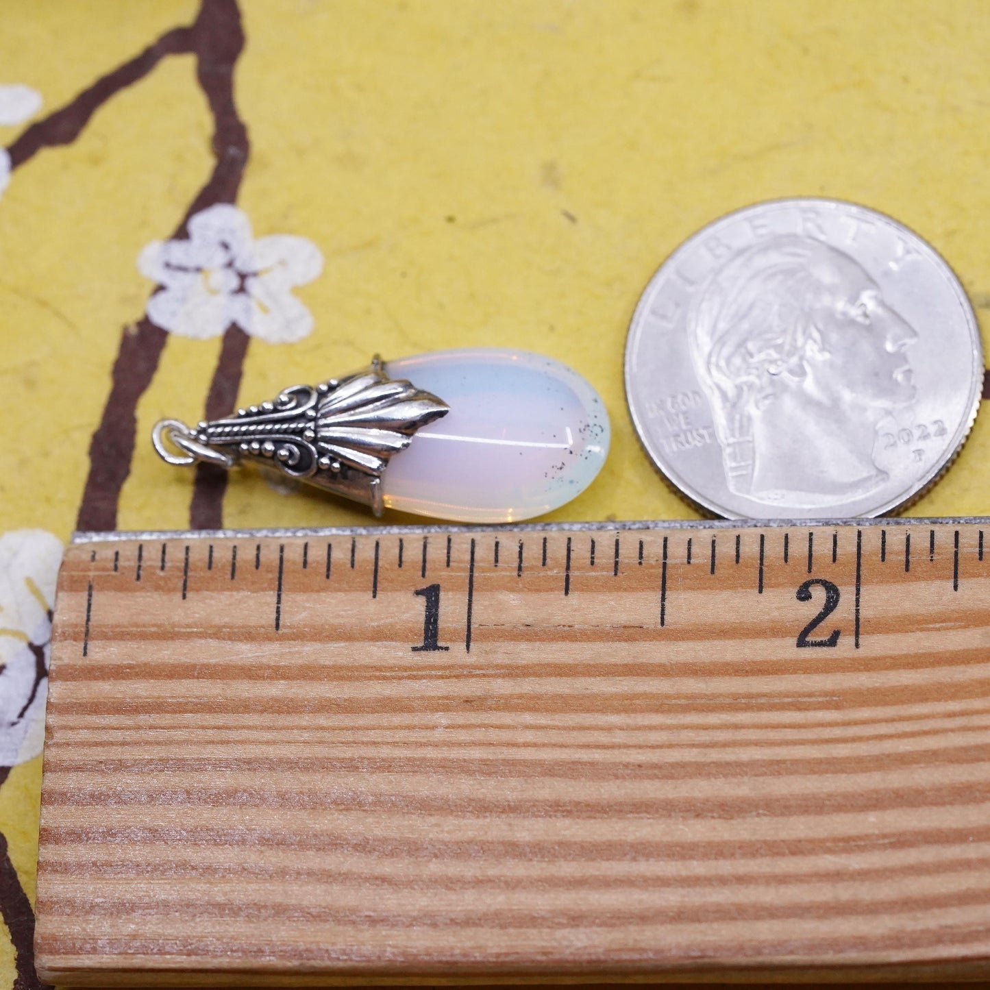 Vintage Sterling Silver Handmade Pendant, 925 silver teardrop moonstone