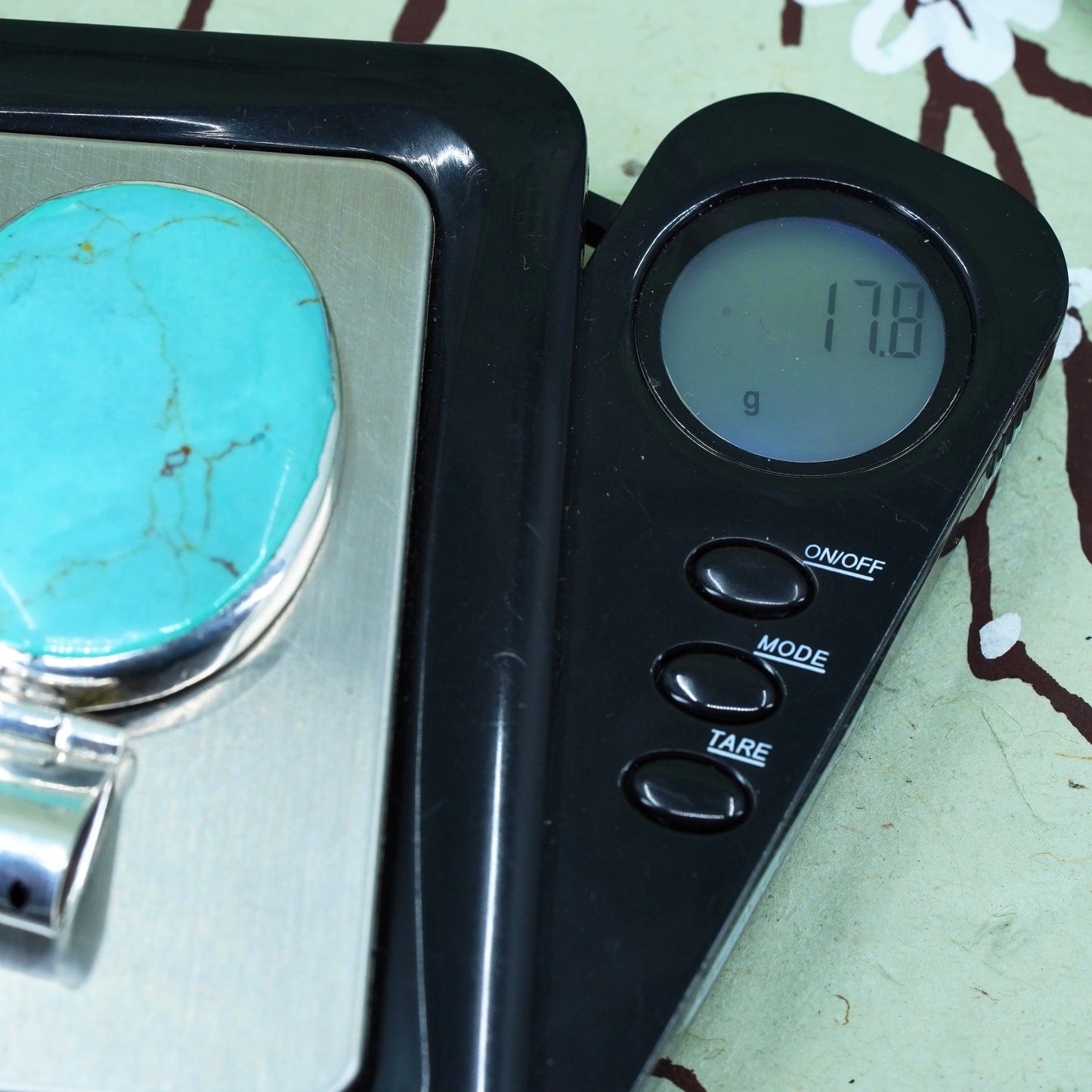 sterling silver handmade pendant, 925 Mexico pendant with huge oval turquoise