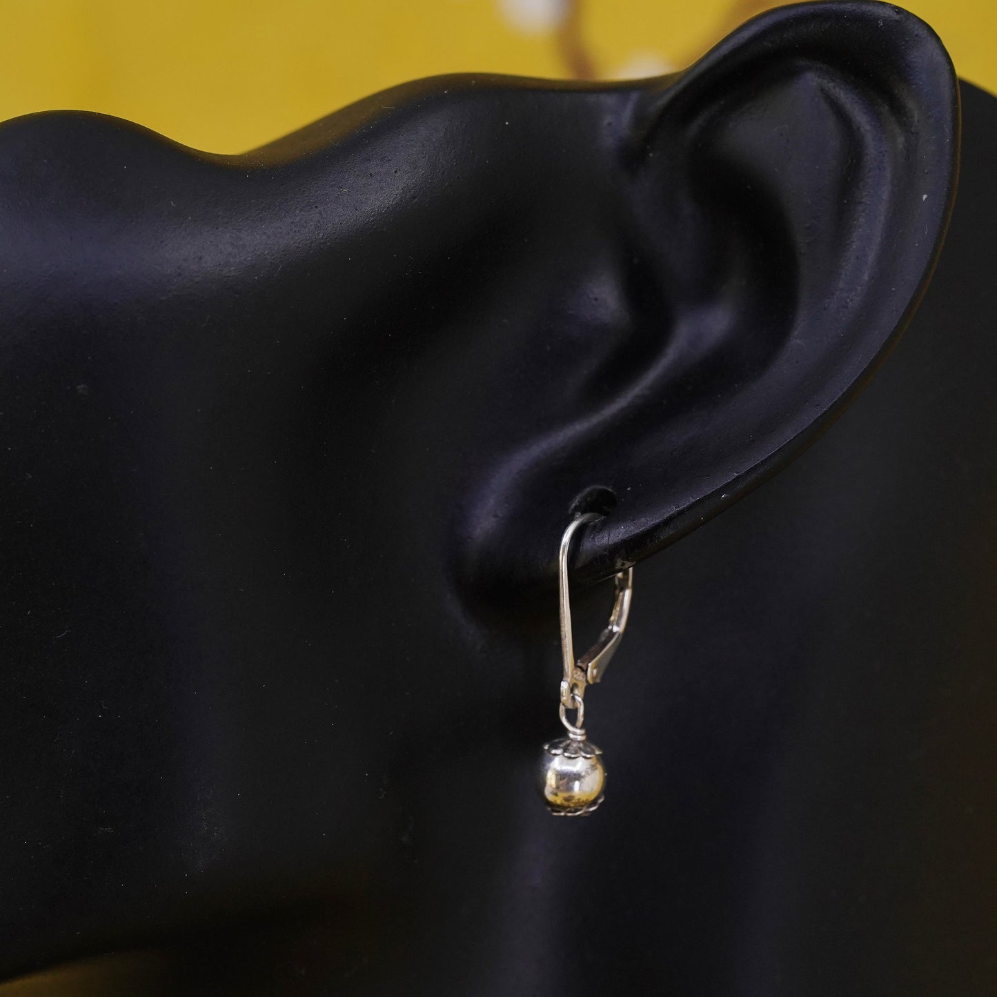 Vintage Sterling silver handmade earrings, 925 beads drops