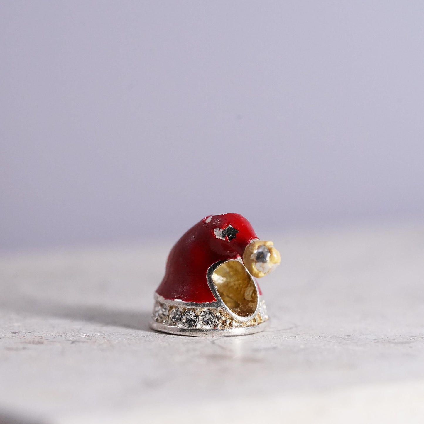 RCI Sterling silver handmade pendant, 925 Christmas Santa hat red enamel and cz