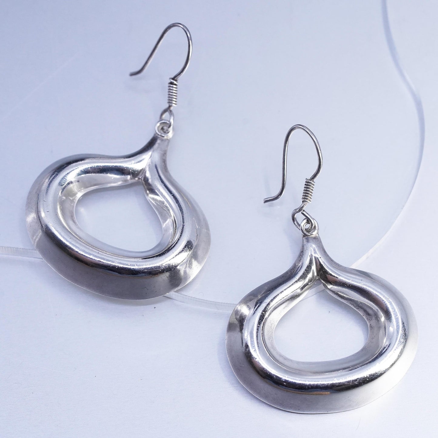 Vintage Mexican Sterling 925 silver handmade teardrop earrings