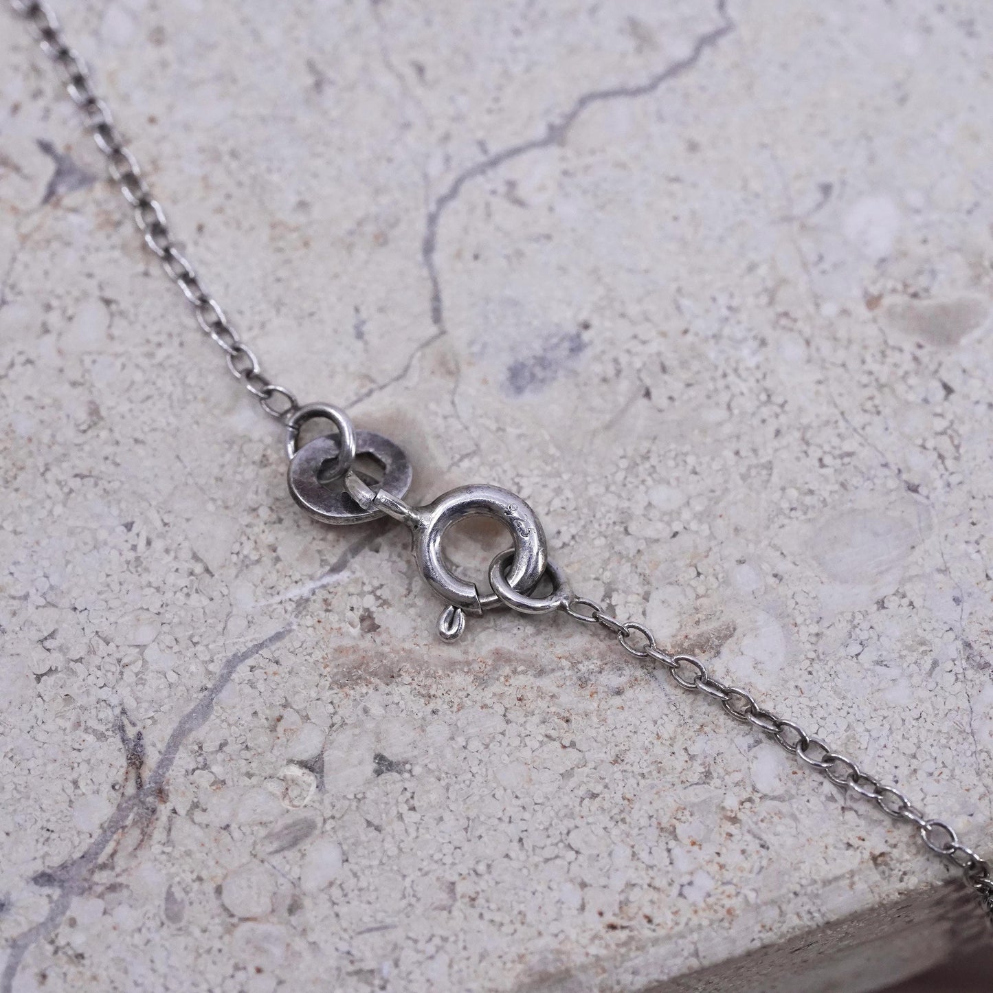 18", vintage Sterling silver necklace, 925 circle chain with letter L pendant