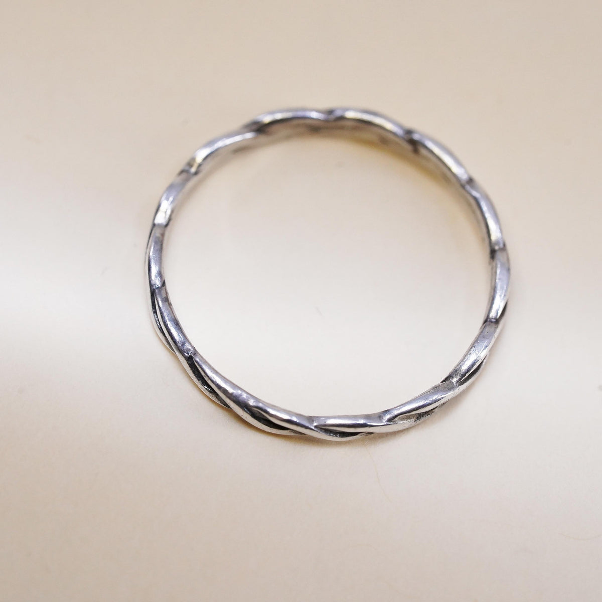 Size 9, Vintage Shube southwestern sterling silver ring, woven pattern 925 band