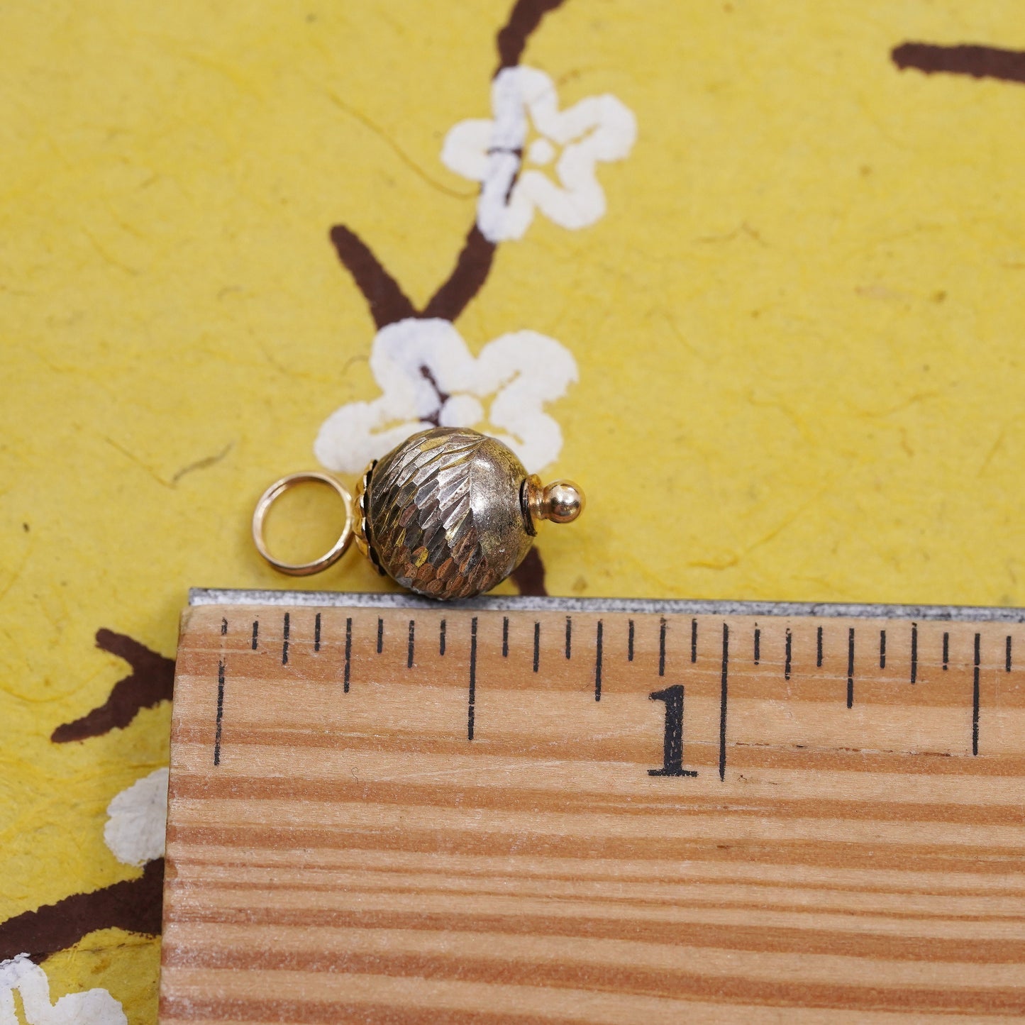 Vintage two tone Sterling silver handmade pendant, 925 silver charm