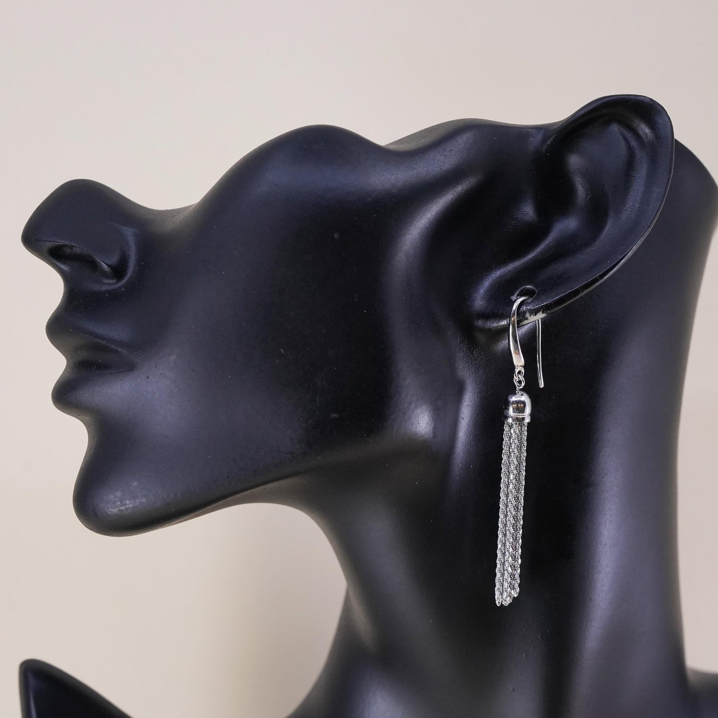 Vintage Peru Sterling 925 silver handmade rope chain fridge earrings