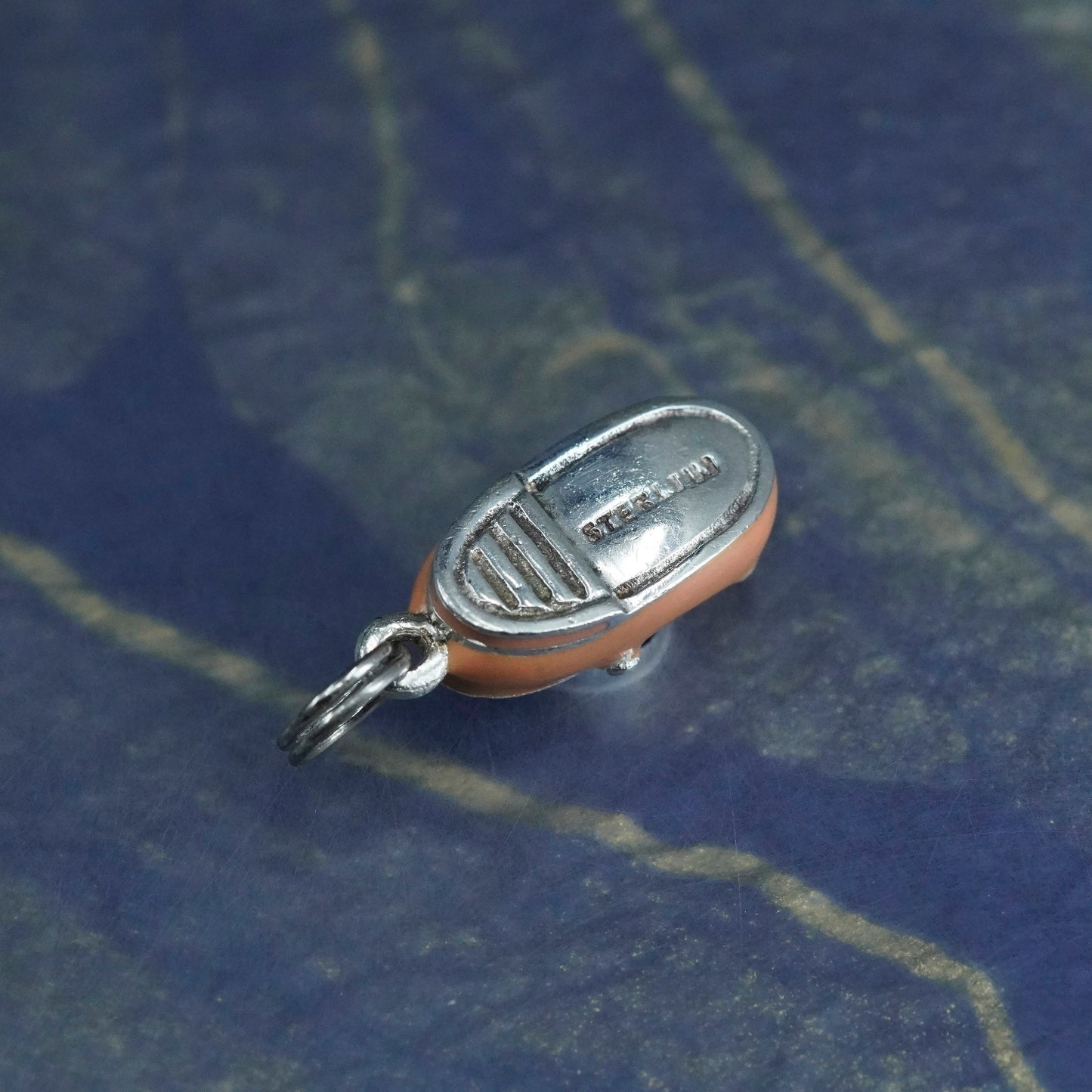 Vintage Sterling silver handmade pendant, 925 pink baby shoe charm
