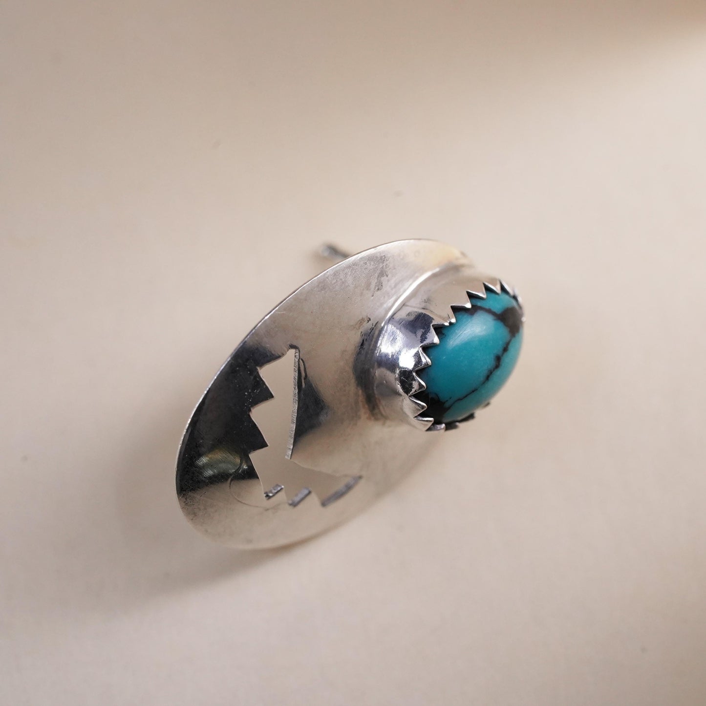 Vintage southwestern Sterling 925 silver stud with turquoise, single earring