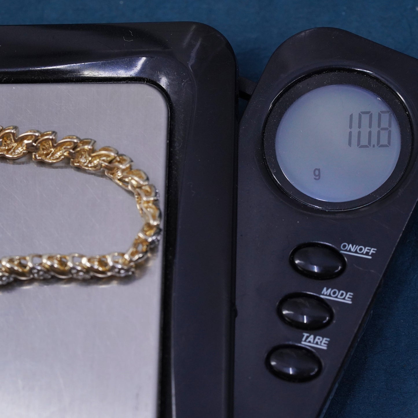 7”, vermeil gold sterling 925 silver tennis San Marco chain bracelet diamonds