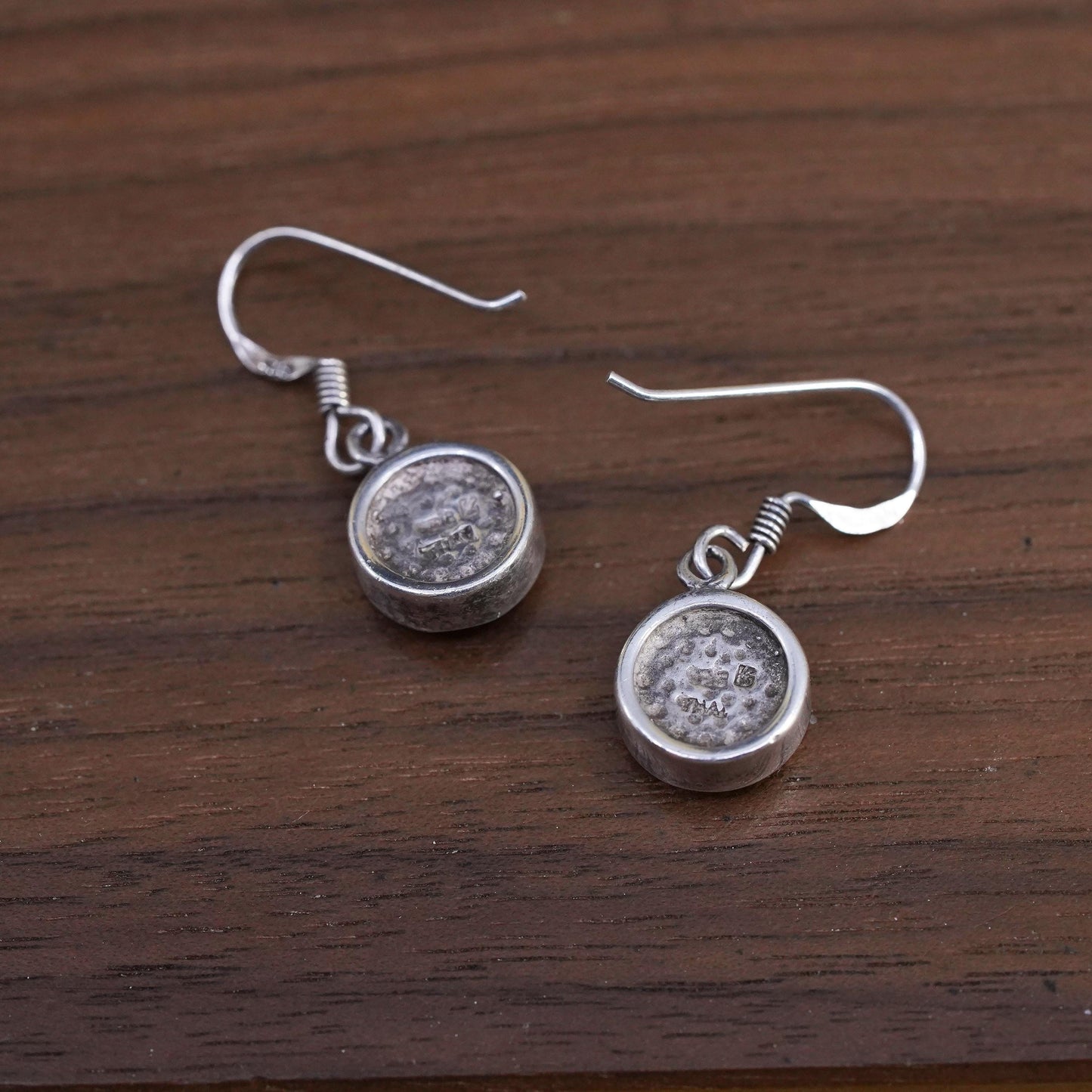 Vintage 925 Sterling silver handmade earrings with mother of pearl inlay