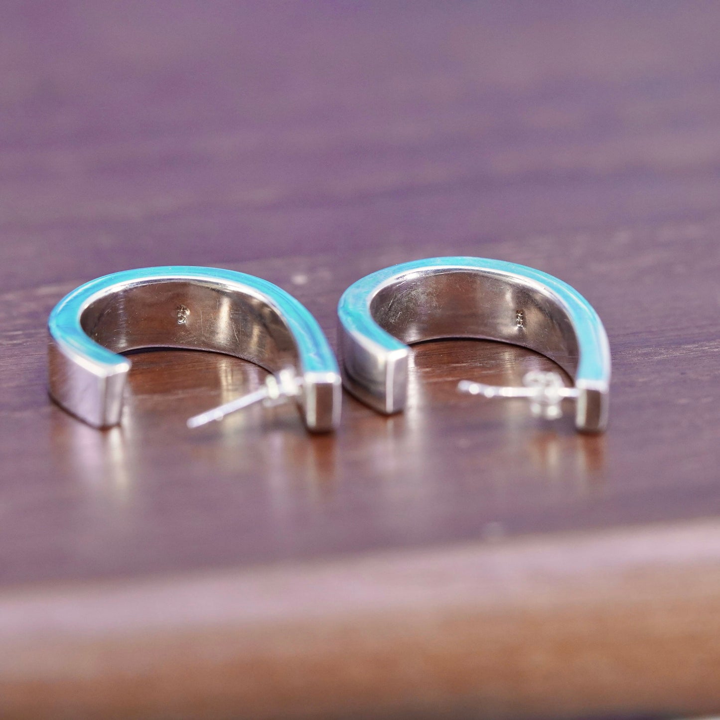 0.75”, vintage Sterling silver handmade hoop earrings, 925 huggie studs