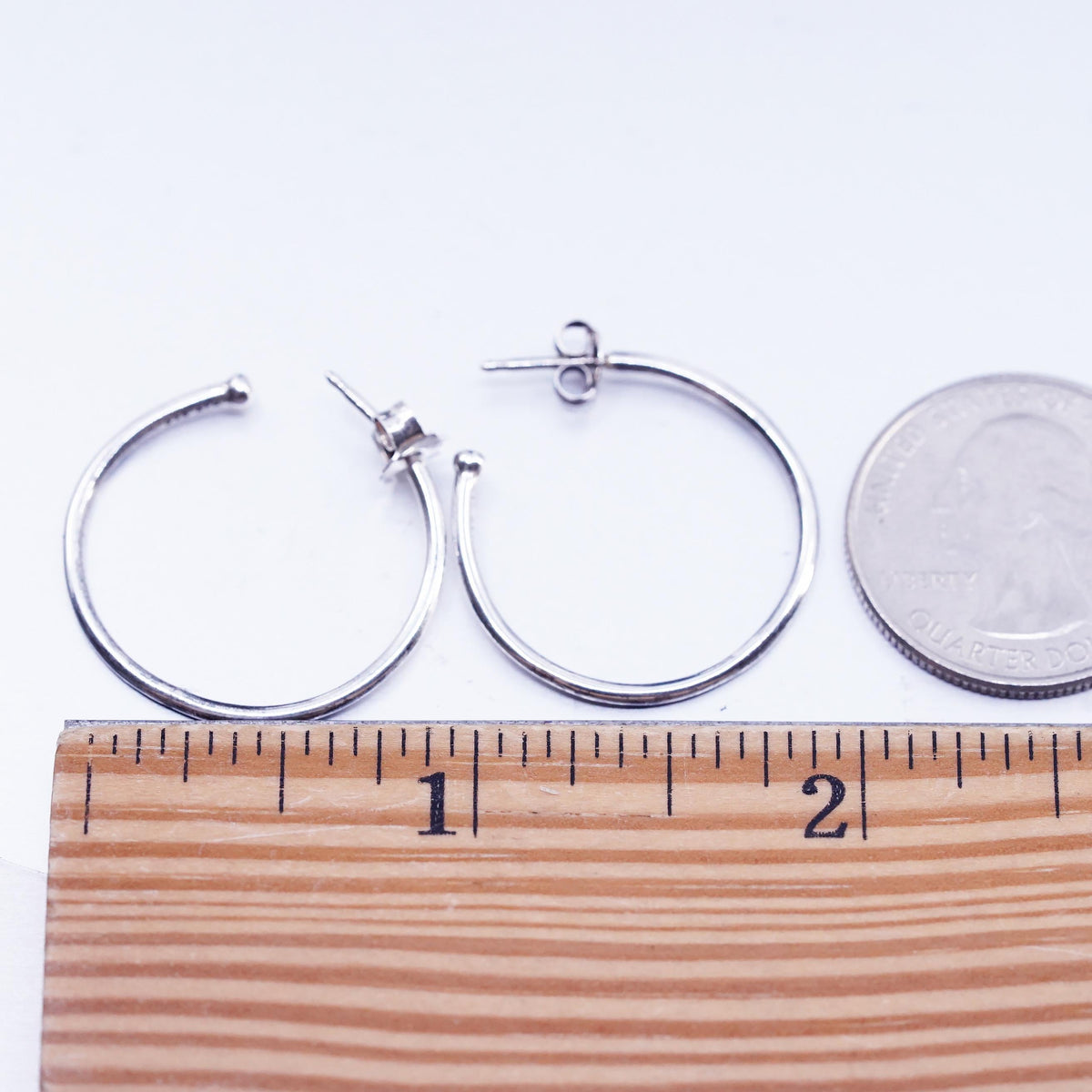 1”, vintage Pandora ALE Sterling silver handmade earrings, 925 thin hoops studs