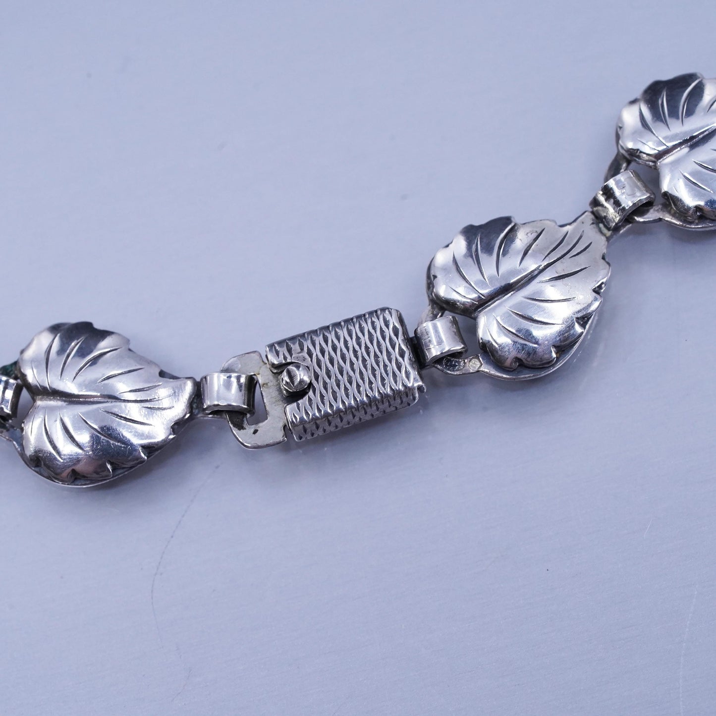 15”, Danish Hermann Siersbol Sterling silver necklace, 925 leafy choker collar
