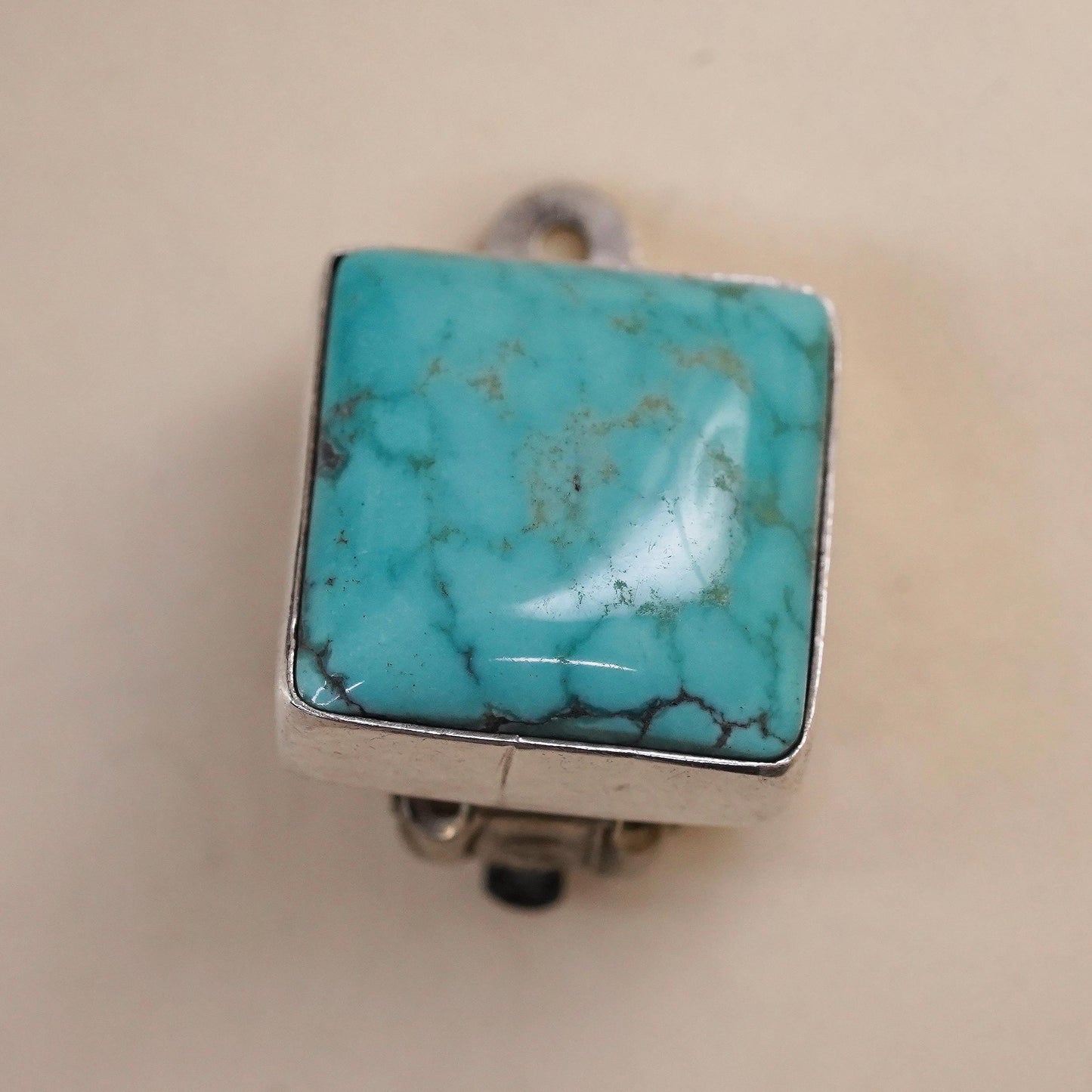 Native American Spencer sterling silver single earring, 925 clip on turquoise