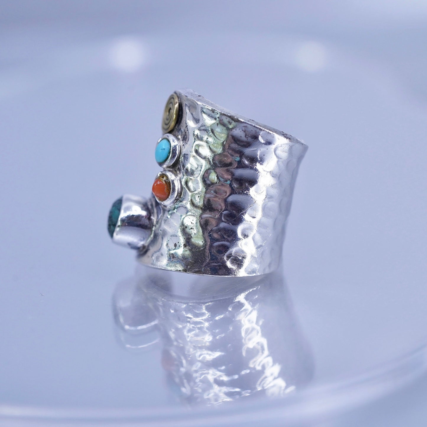 Size adjustable, Native American navajo Sterling 925 silver wrap ring turquoise