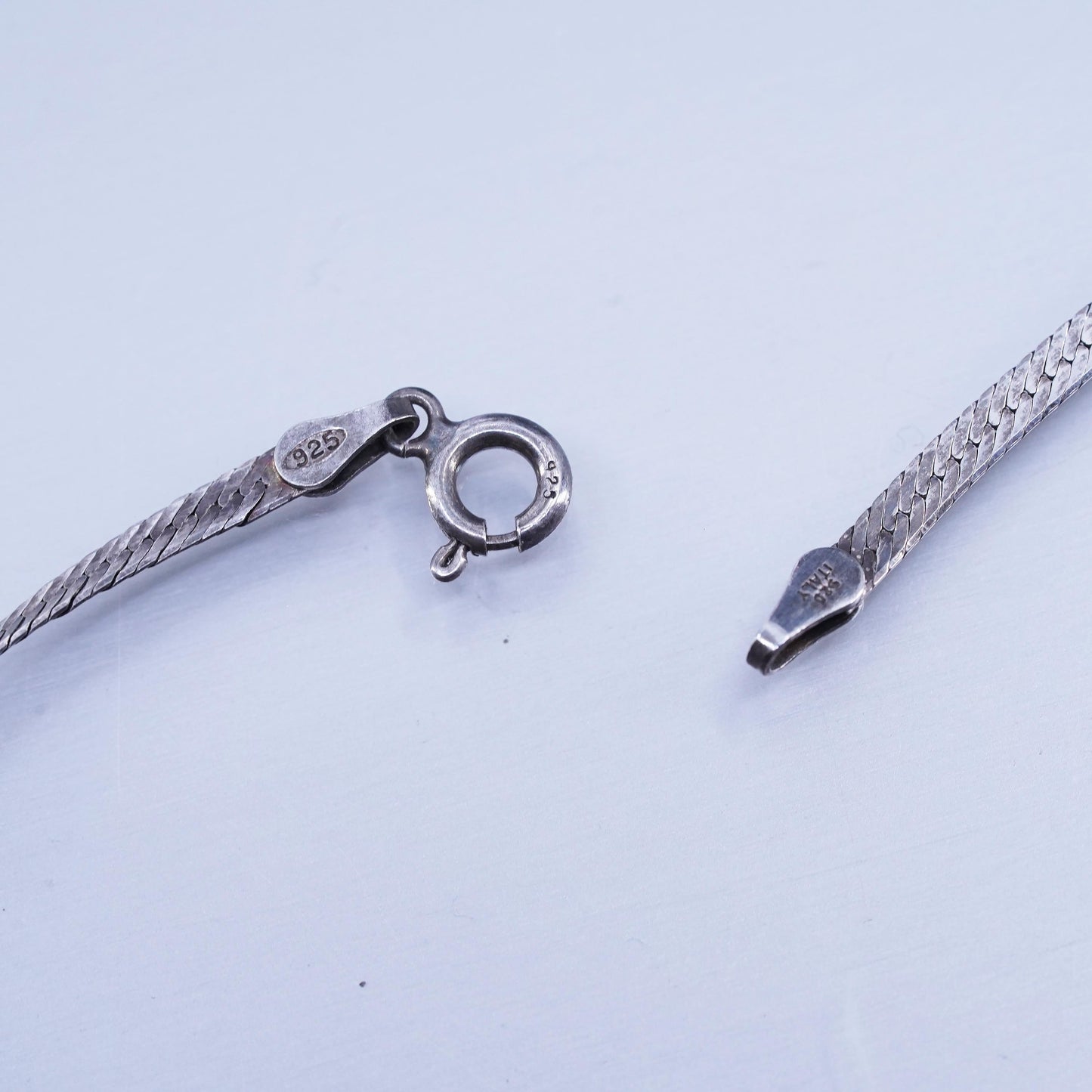 18” 3mm, vintage Italian Sterling 925 silver herringbone chain necklace