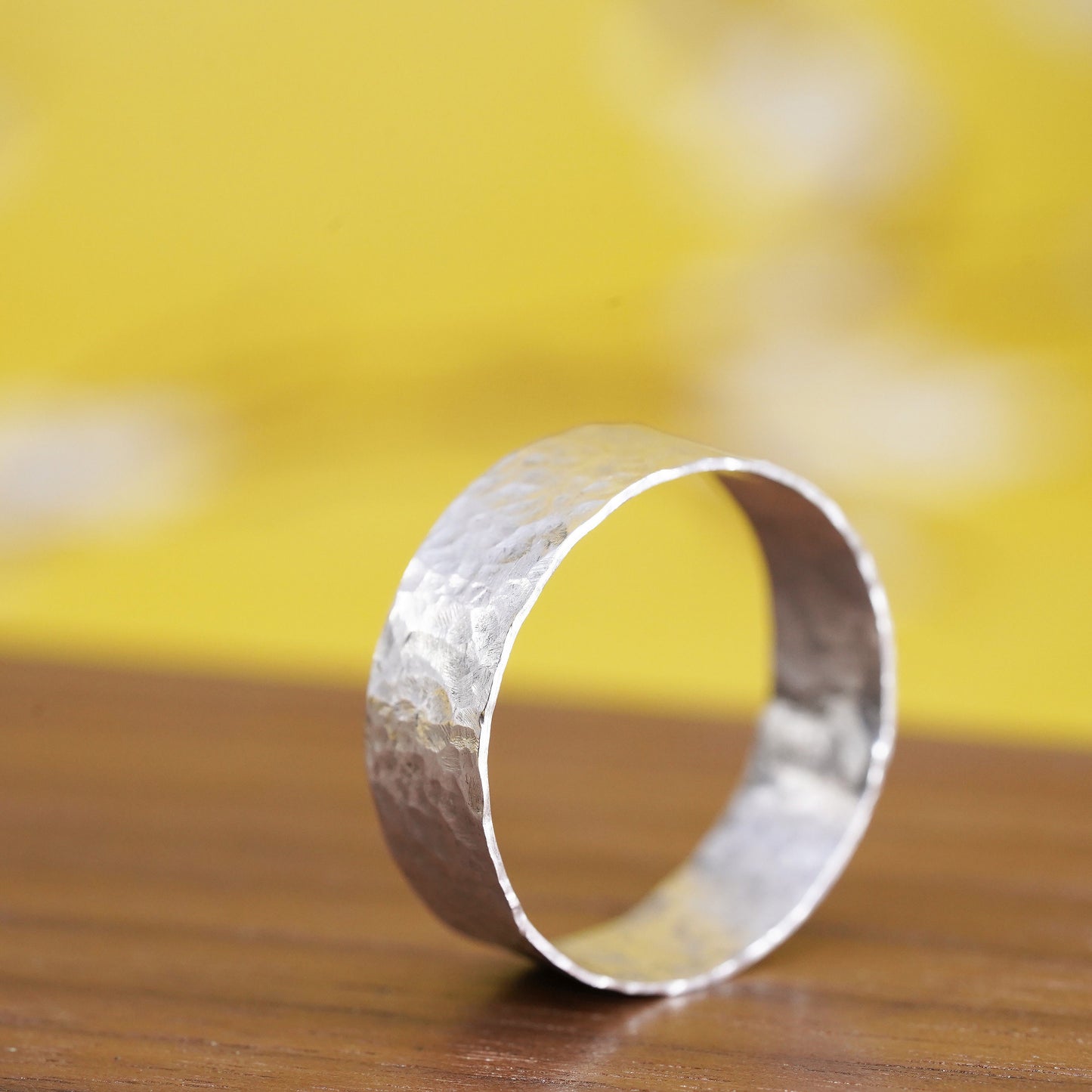 size 11.25, vintage Sterling silver handmade ring, 925 hammered wedding band