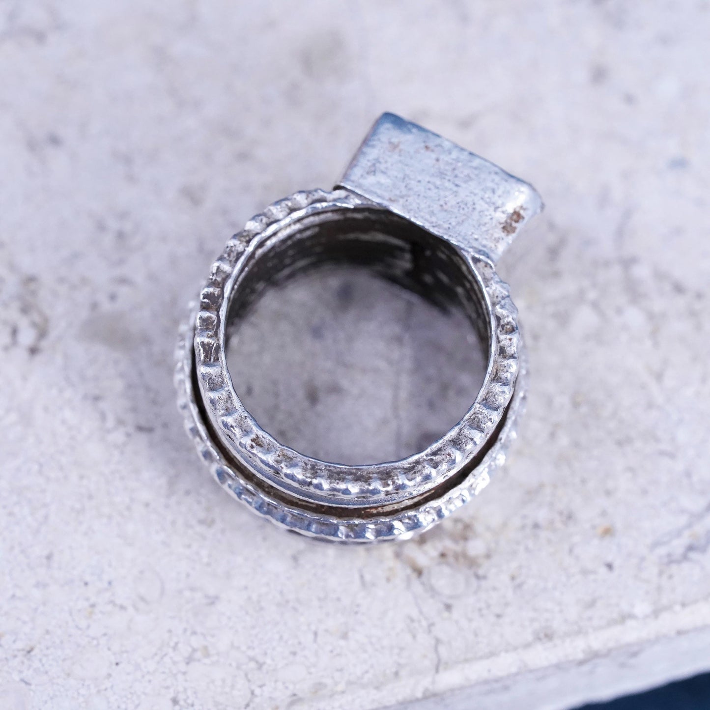 Size 5, vintage Sterling silver statement ring, 925 ring with beads