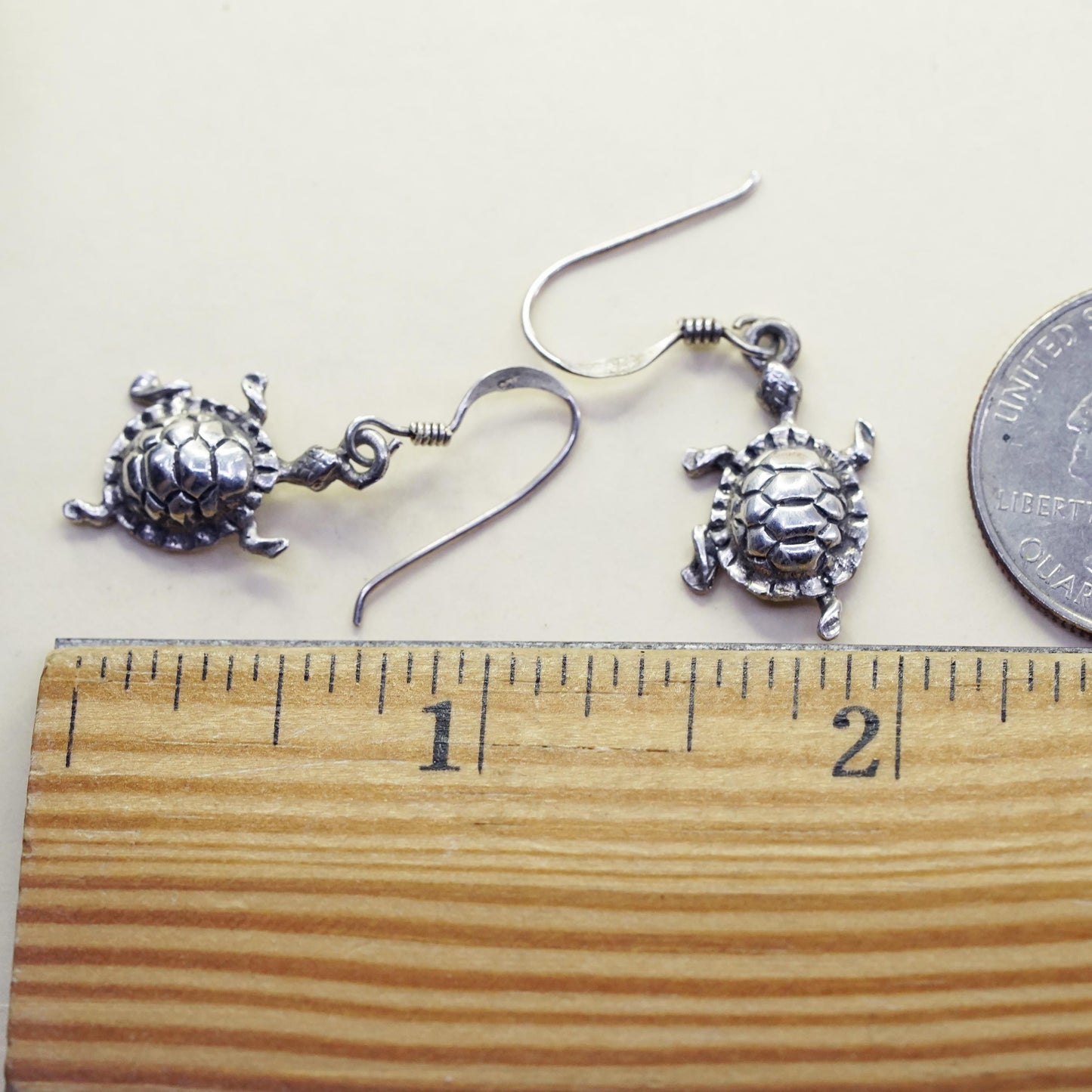 Vintage southwestern Sterling silver handmade earrings, 925 turtle dangles