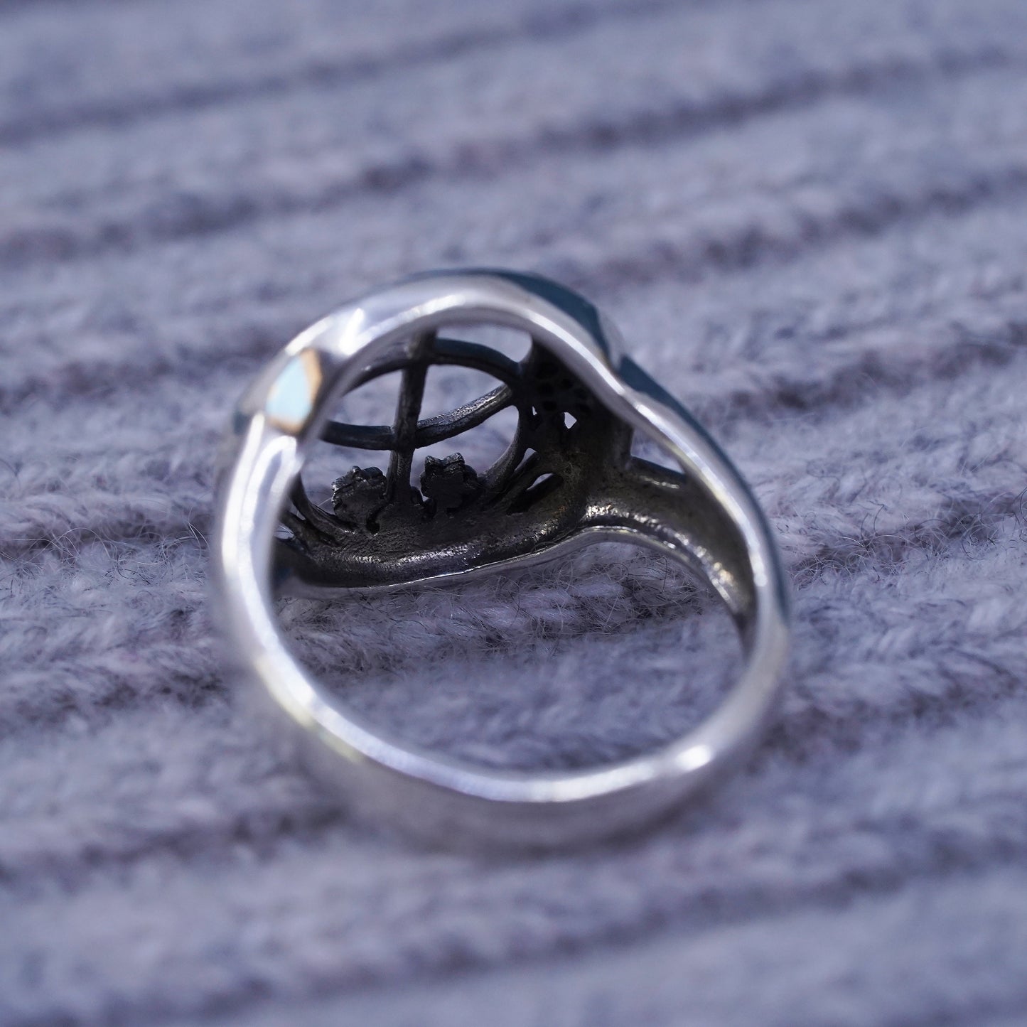 Size 6.25, vintage Sterling silver handmade ring, 925 moon star band