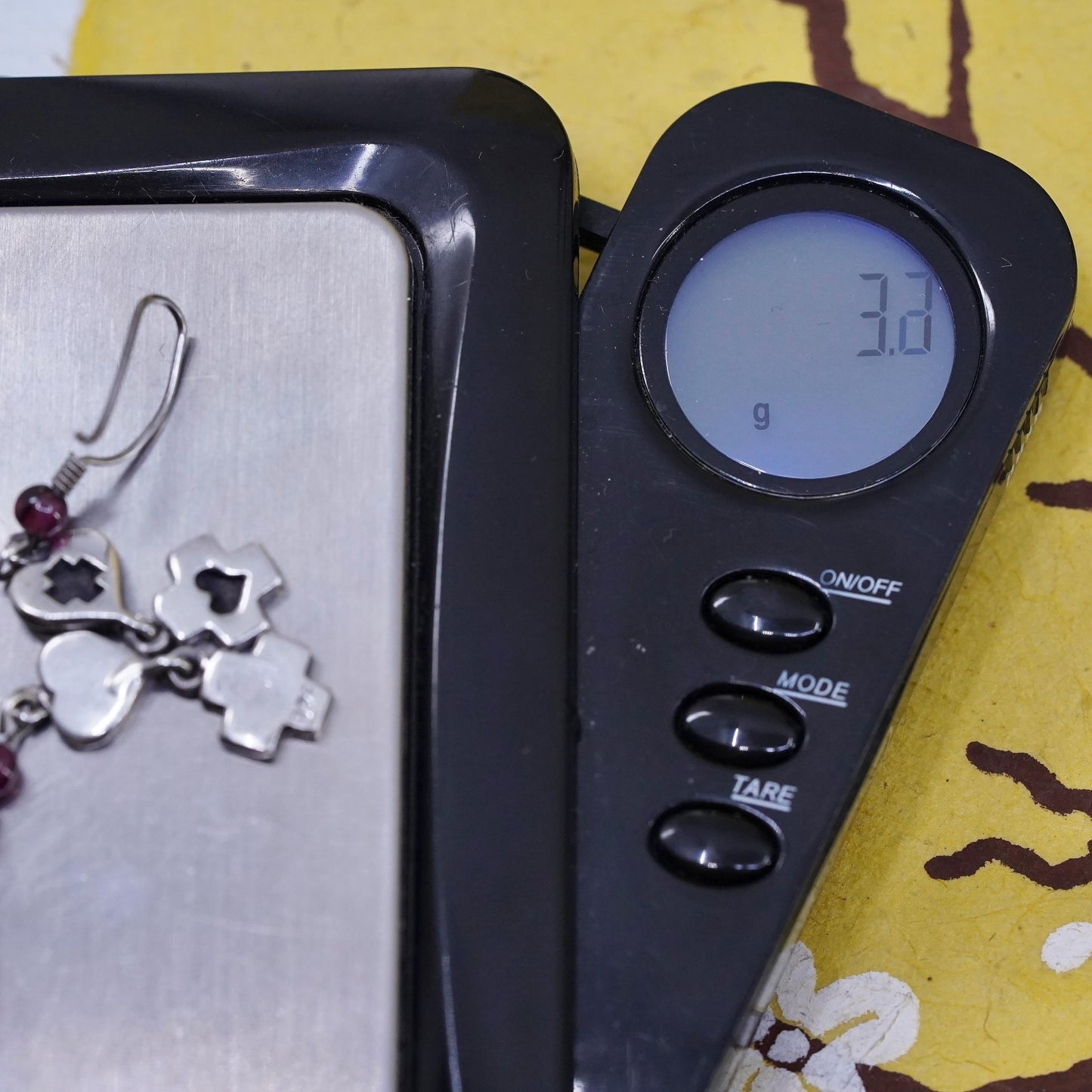 vintage handmade sterling silver earrings, 925 heart cross shaped dangles