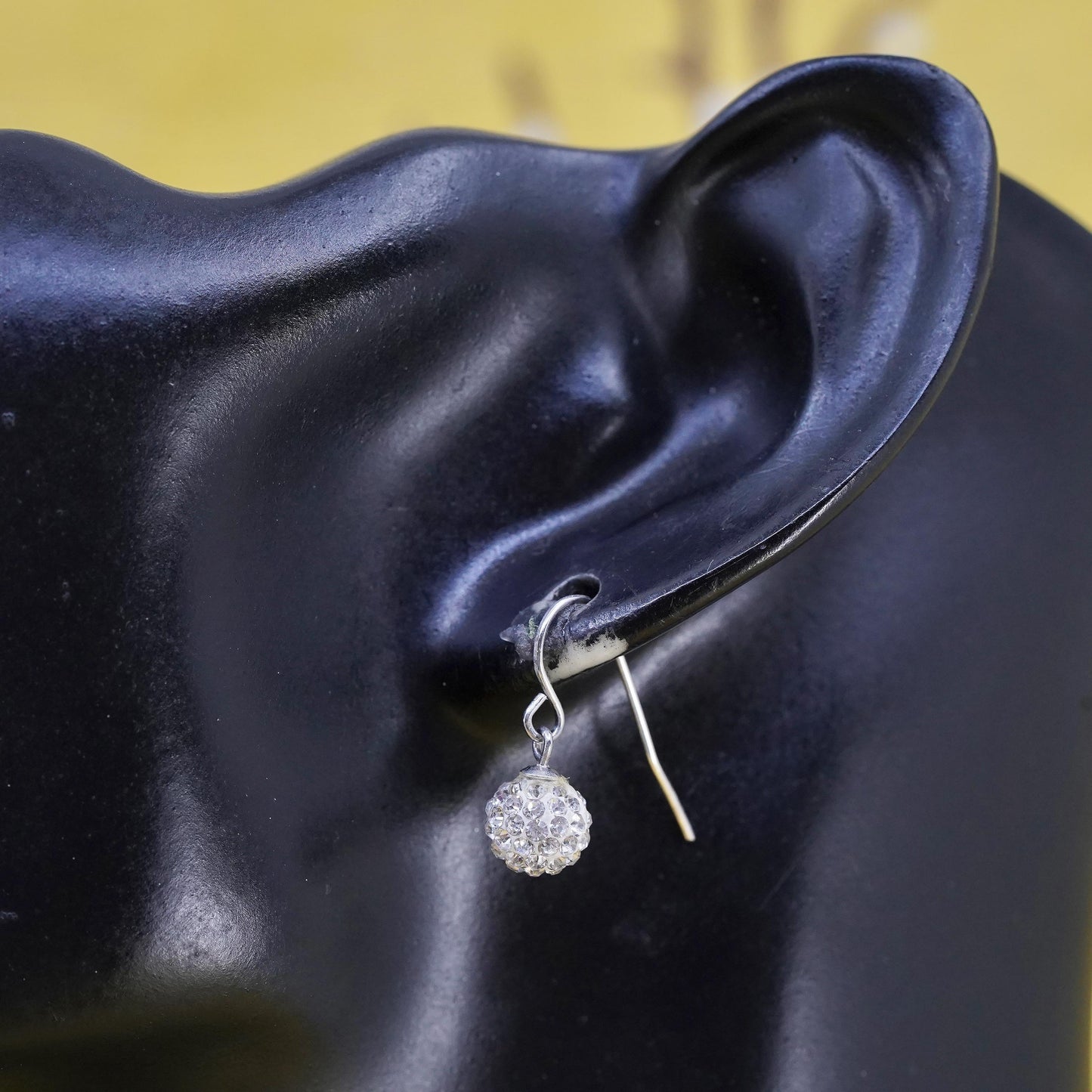 Vintage Sterling silver earrings, 925 drops with cluster Cz