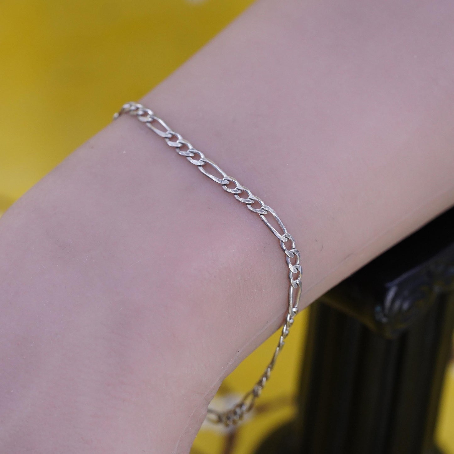 7.25", vintage Italian Milor Sterling silver bracelet, 925 figaro link chain