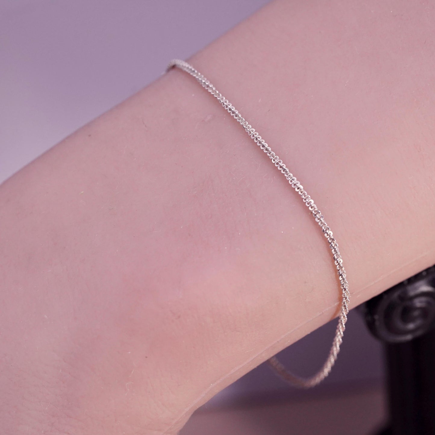7" 1.6mm, vintage Sterling silver handmade bracelet, 925 twisted link chain