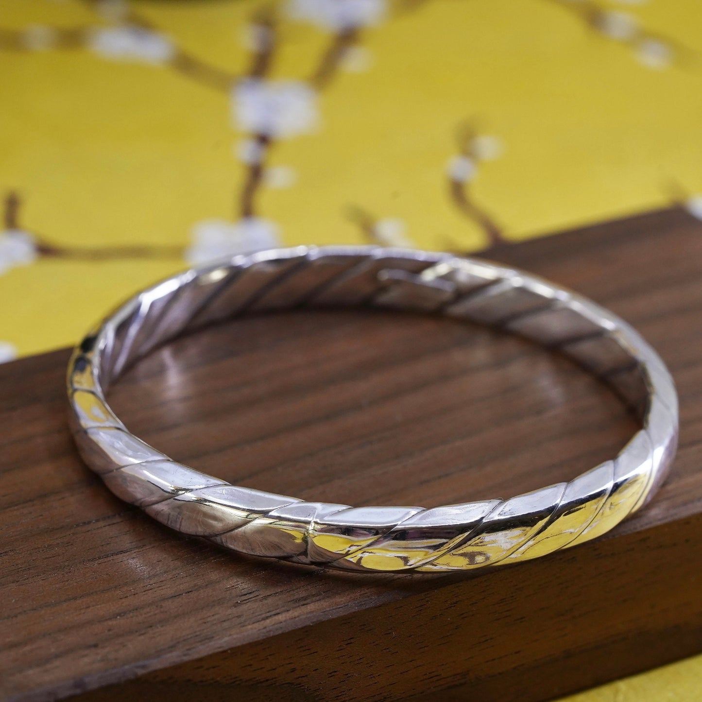 8", Vintage Sterling silver handmade bracelet, 925 twisted bangle