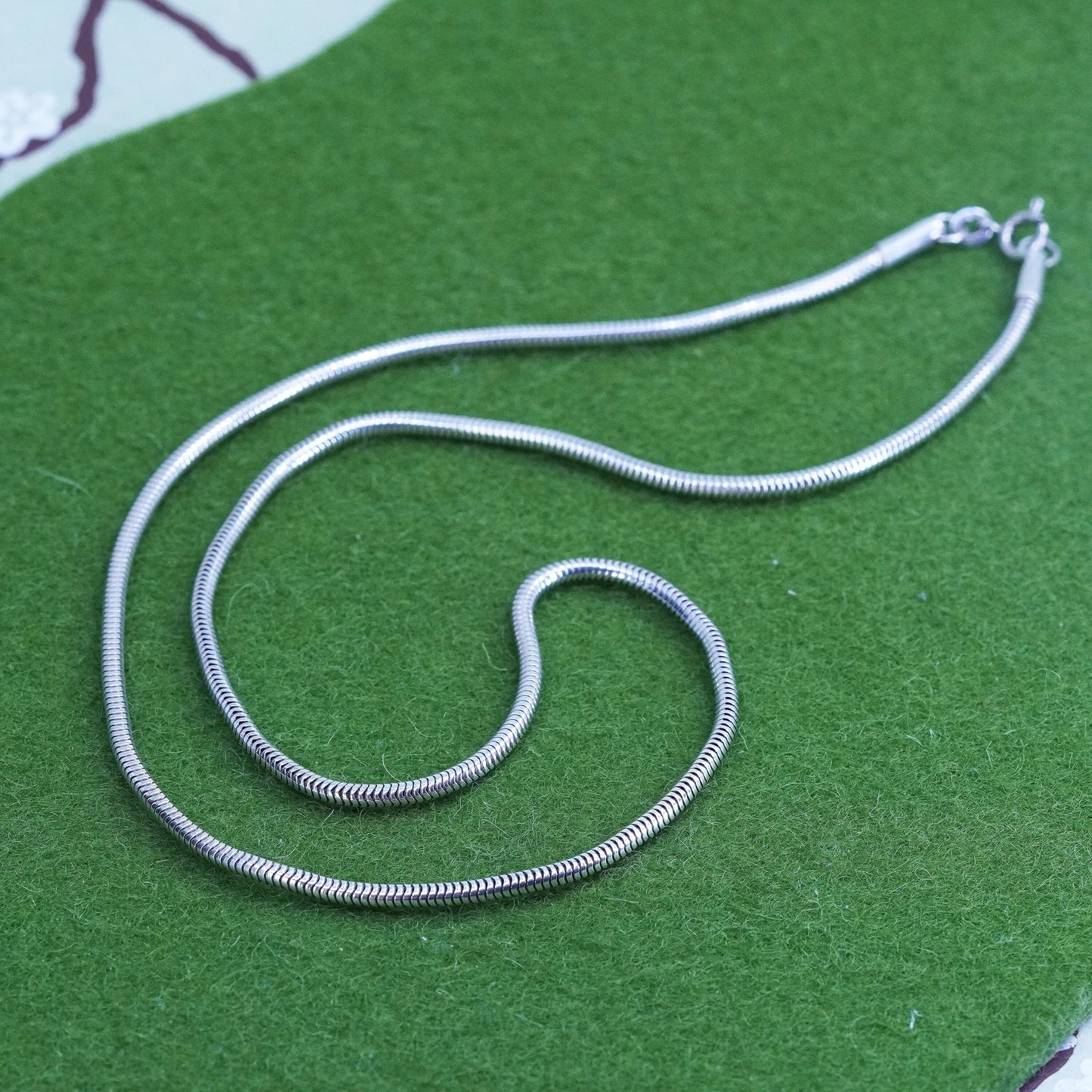 20”, 2mm, Vintage sterling silver snake chain, fine Italy 925 necklace