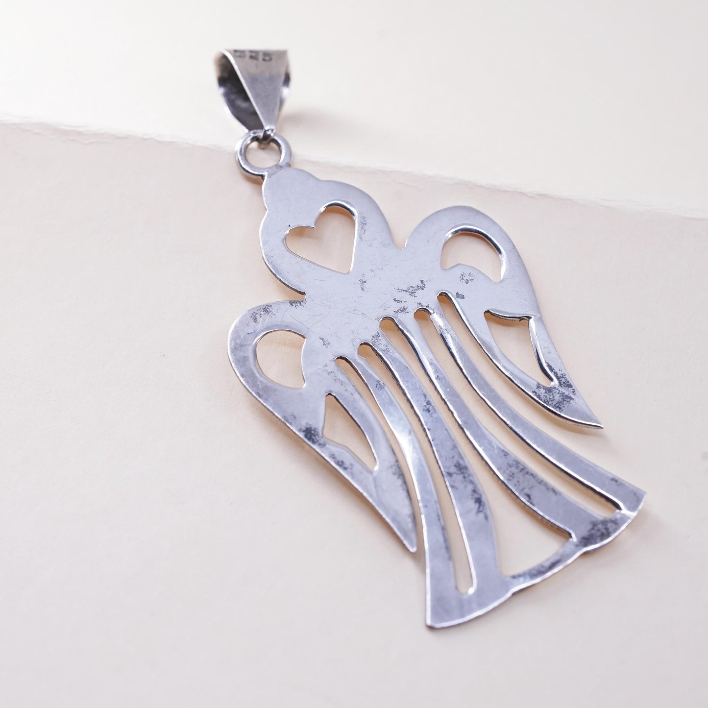 Vintage Mexican Sterling silver handmade angel pendant, 925 charm
